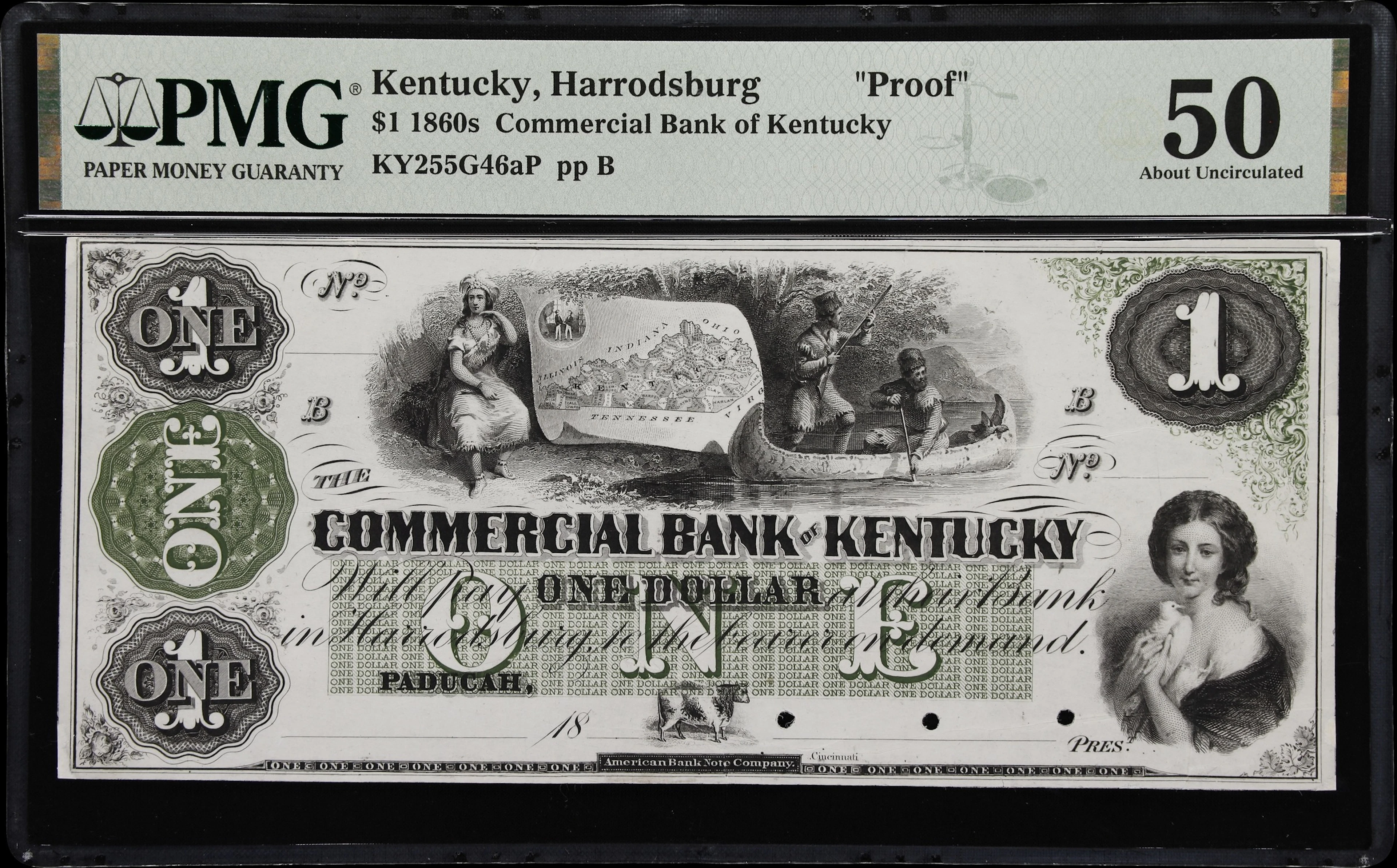 Harrodsburg, Kentucky. Commercial Bank of Kentucky. 18xx $1. PMG About