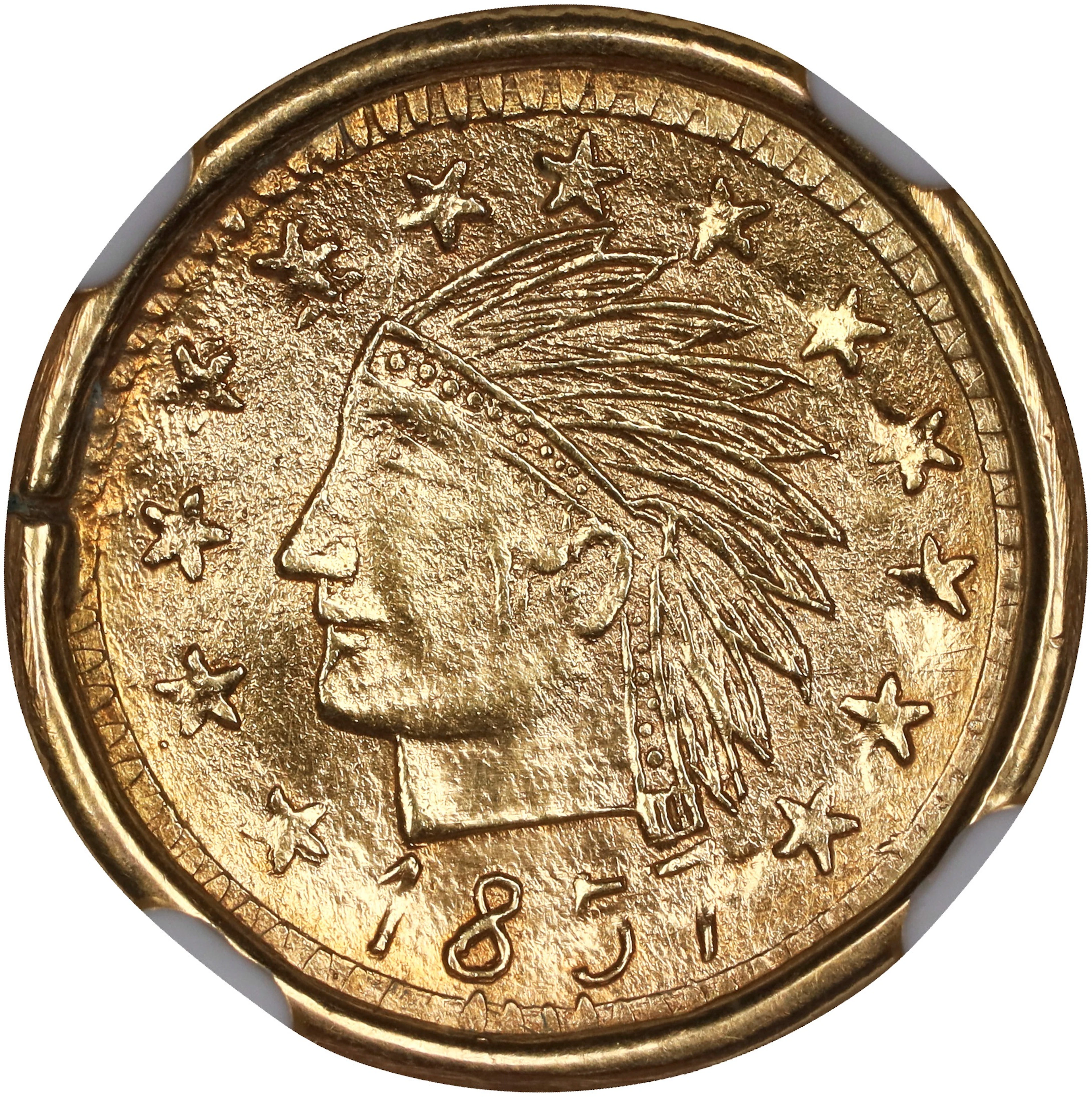 PHILIPPINES. Filipino Gold Jeton, 1857 (ca. 1910s). NGC Unc Details--Mounted