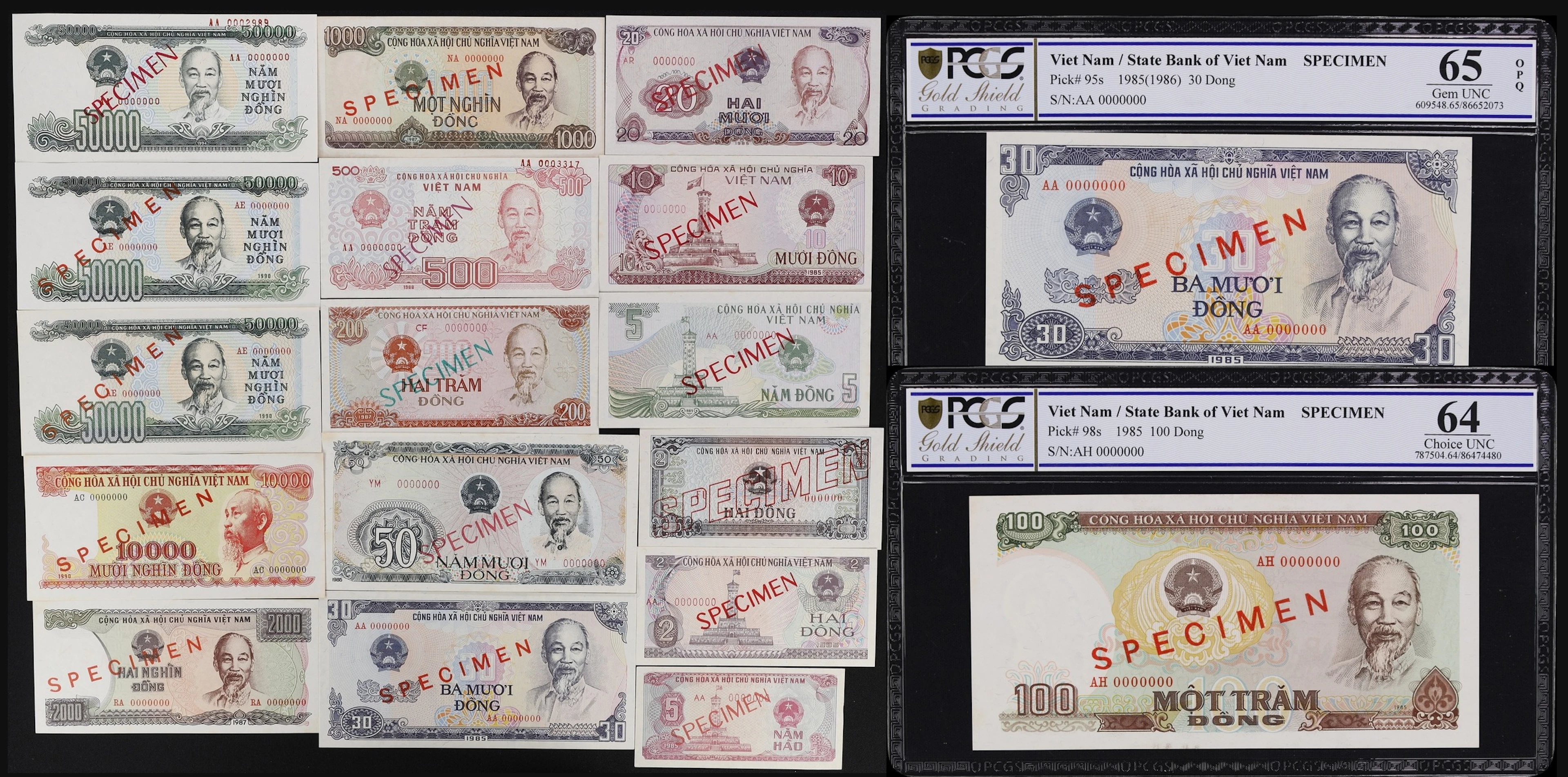 VIETNAM. Lot of (18). State Bank of Vietnam. 5 Hao, 2, 5, 10, 30