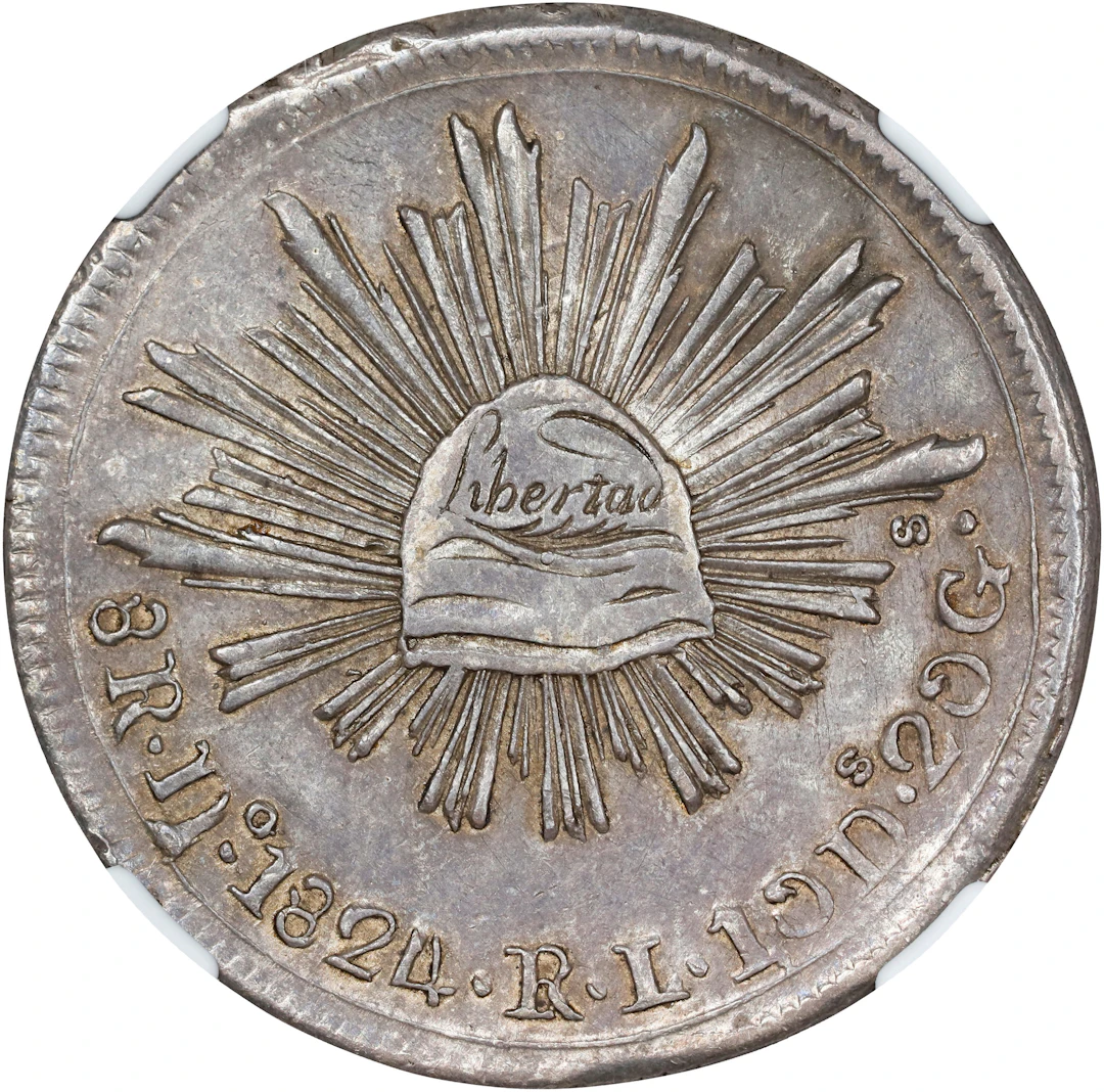 MEXICO. "Hookneck" 8 Reales, 1824-Do RL. Durango Mint. NGC AU-55.