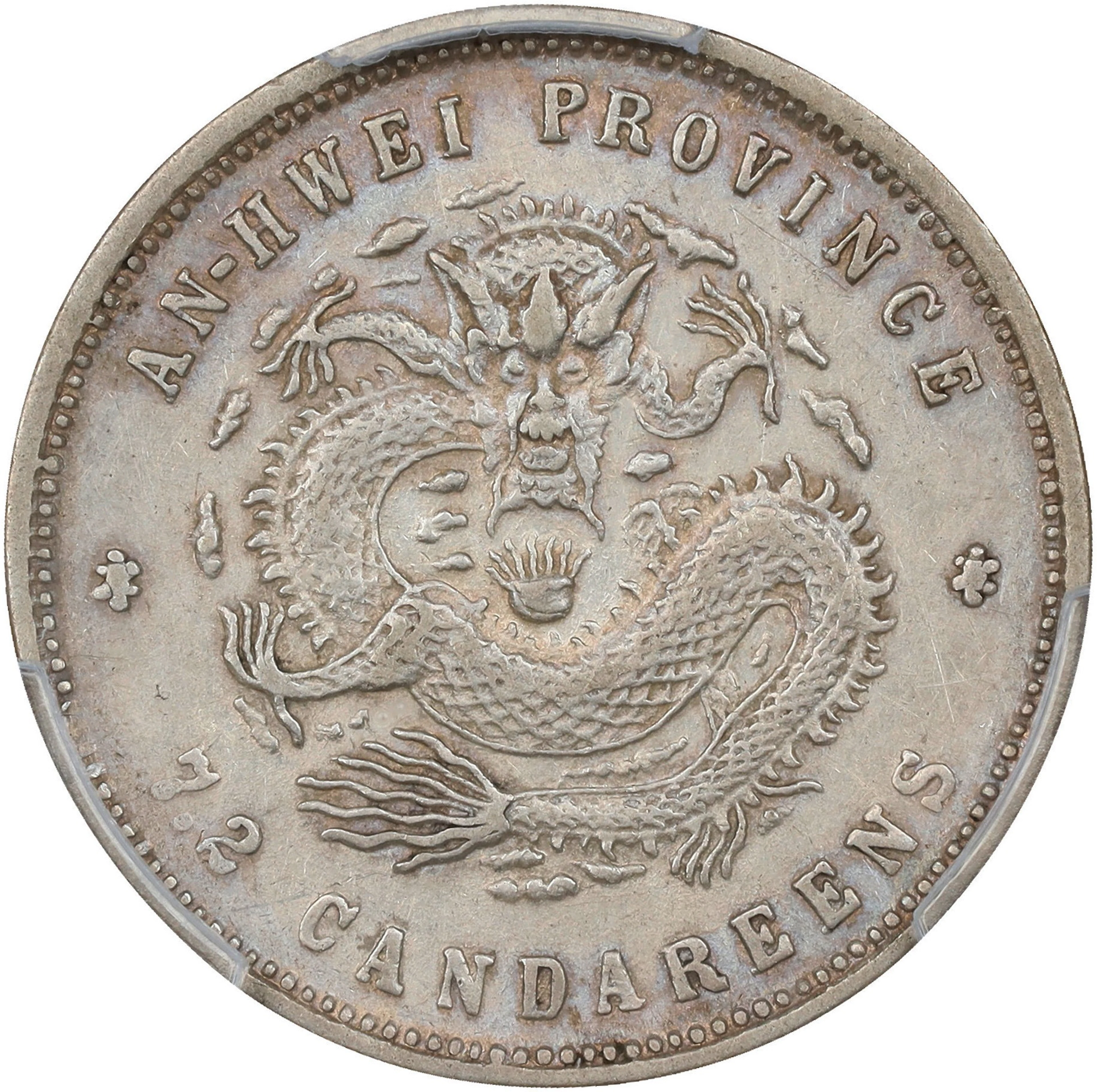 (t) CHINA. Anhwei. 7.2 Candareens (10 Cents), Year 24 (1898)-ASTC.
