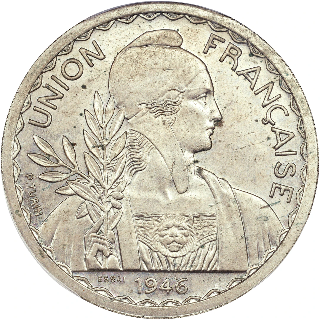 FRENCH INDO-CHINA. Copper-Nickel Piastre Essai (Pattern), Paris Mint.