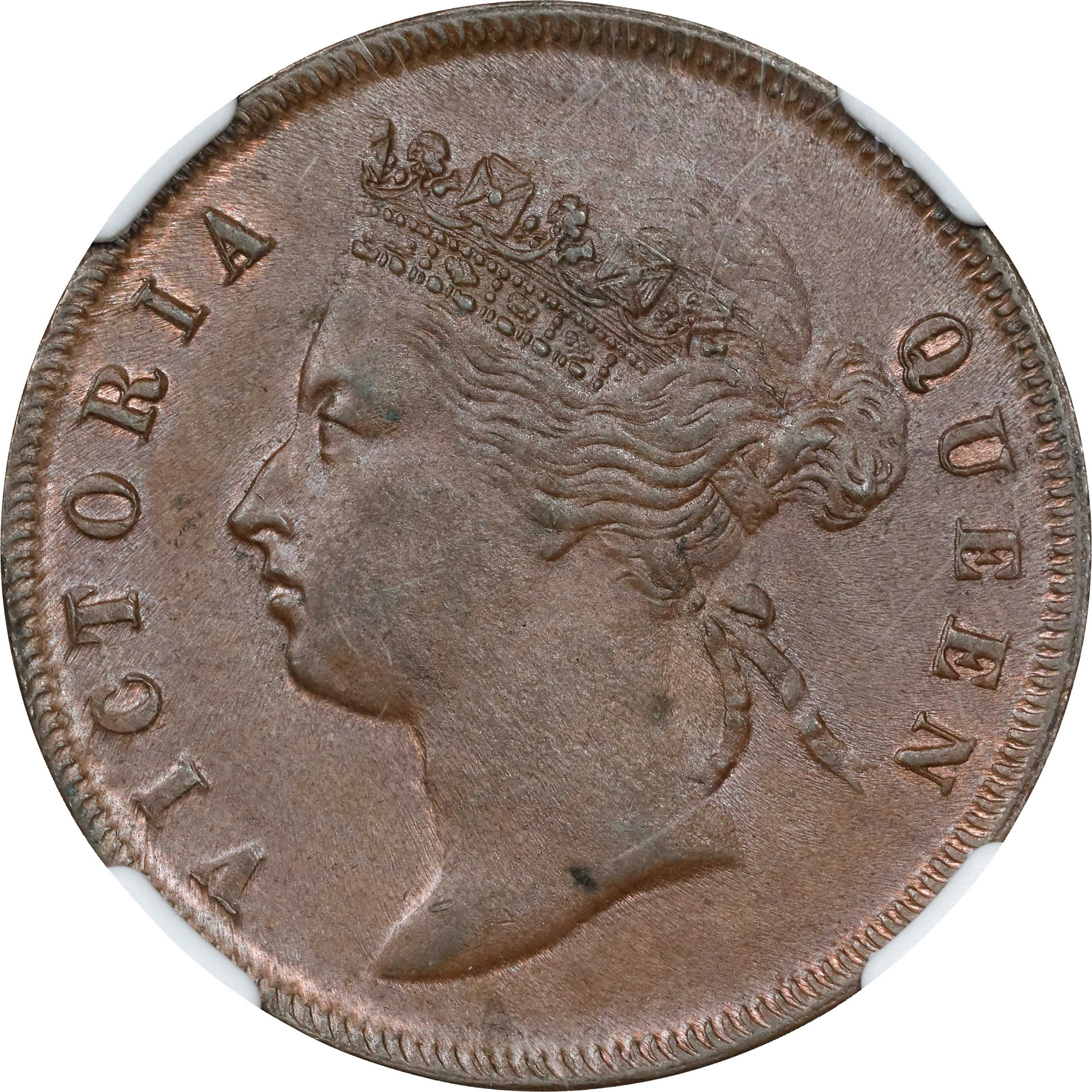 STRAITS SETTLEMENTS. Cent, 1890. London Mint. Victoria. NGC MS-62 Brown.