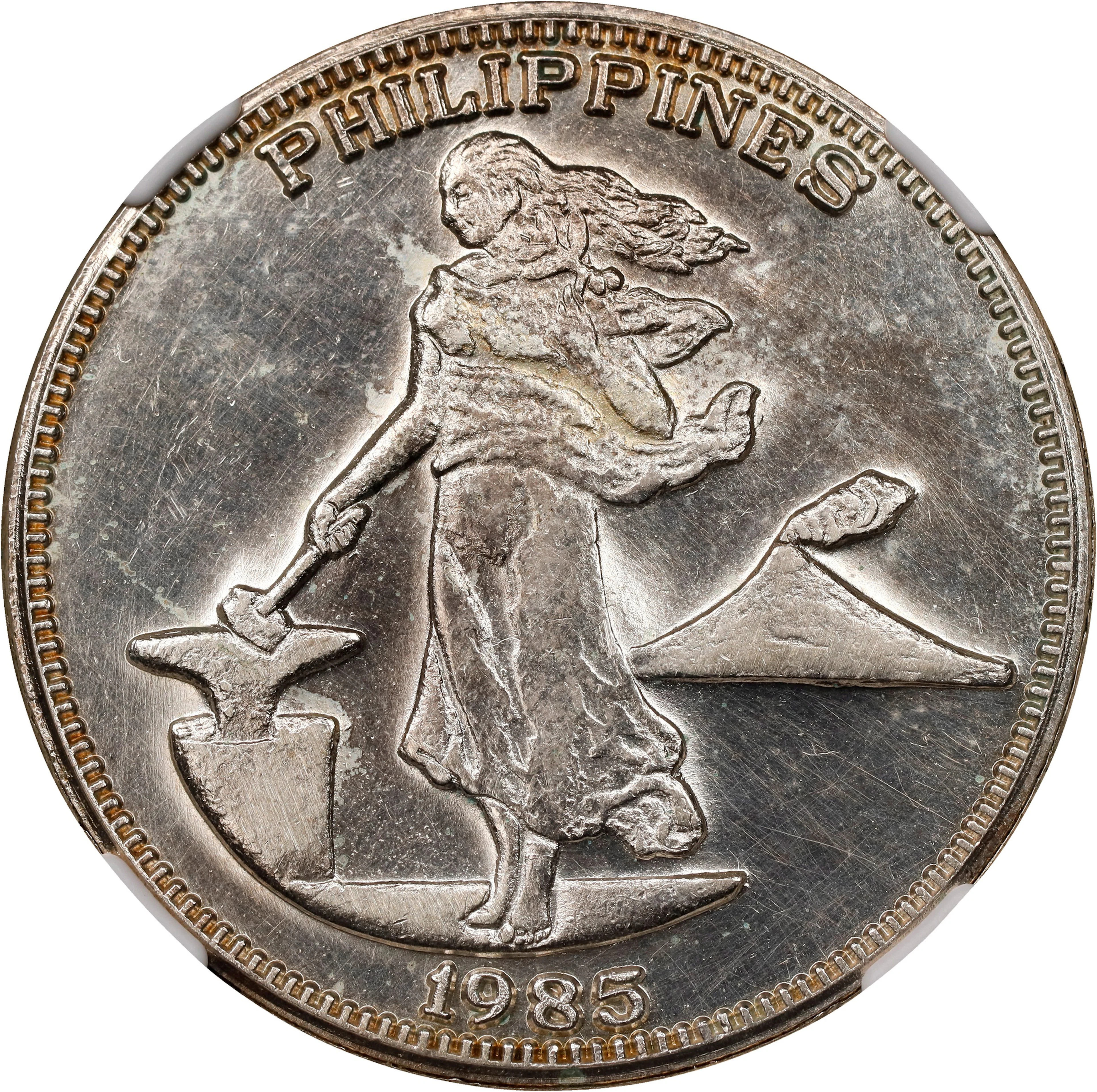 PHILIPPINES. Bayanihan Collectors Club Silver Medal, 1985. NGC MS-63.