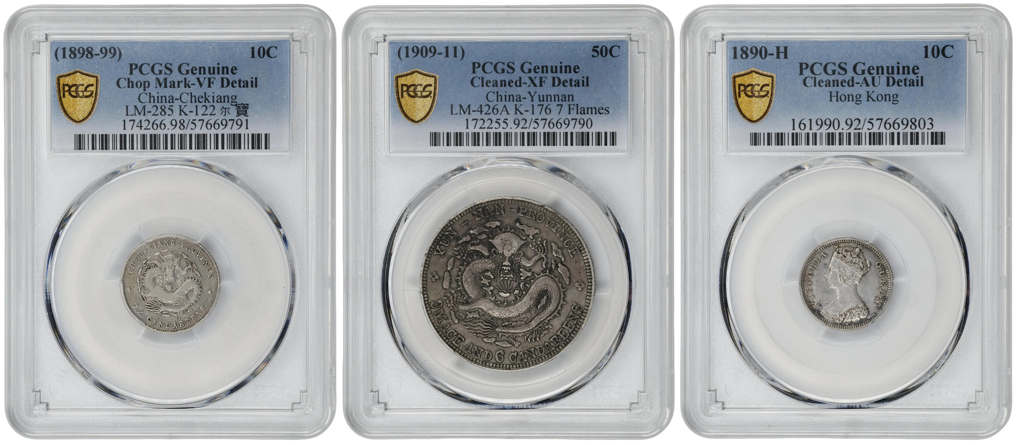 (t) MIXED LOTS. Asia. Trio of Mixed Denominations (3 Pieces), 1890-1911.
