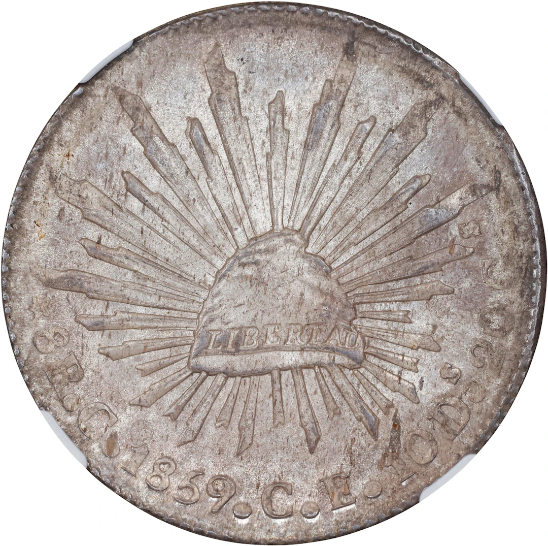 MEXICO. 8 Reales, 1859-C CE. Culiacan Mint. NGC MS-62.
