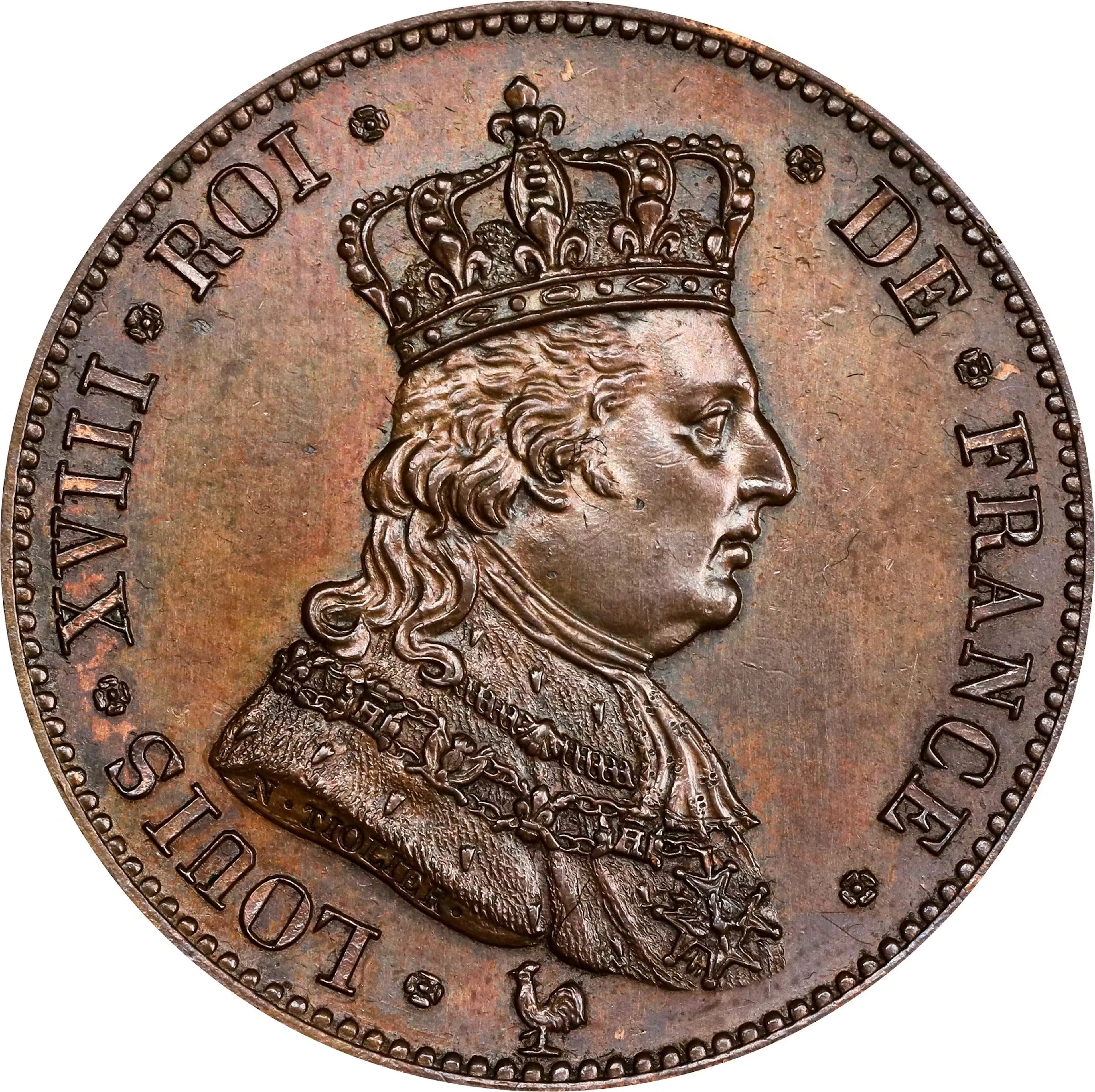 FRANCE. Kingdom (First Restoration). Copper 40 Francs Essai (Pattern)