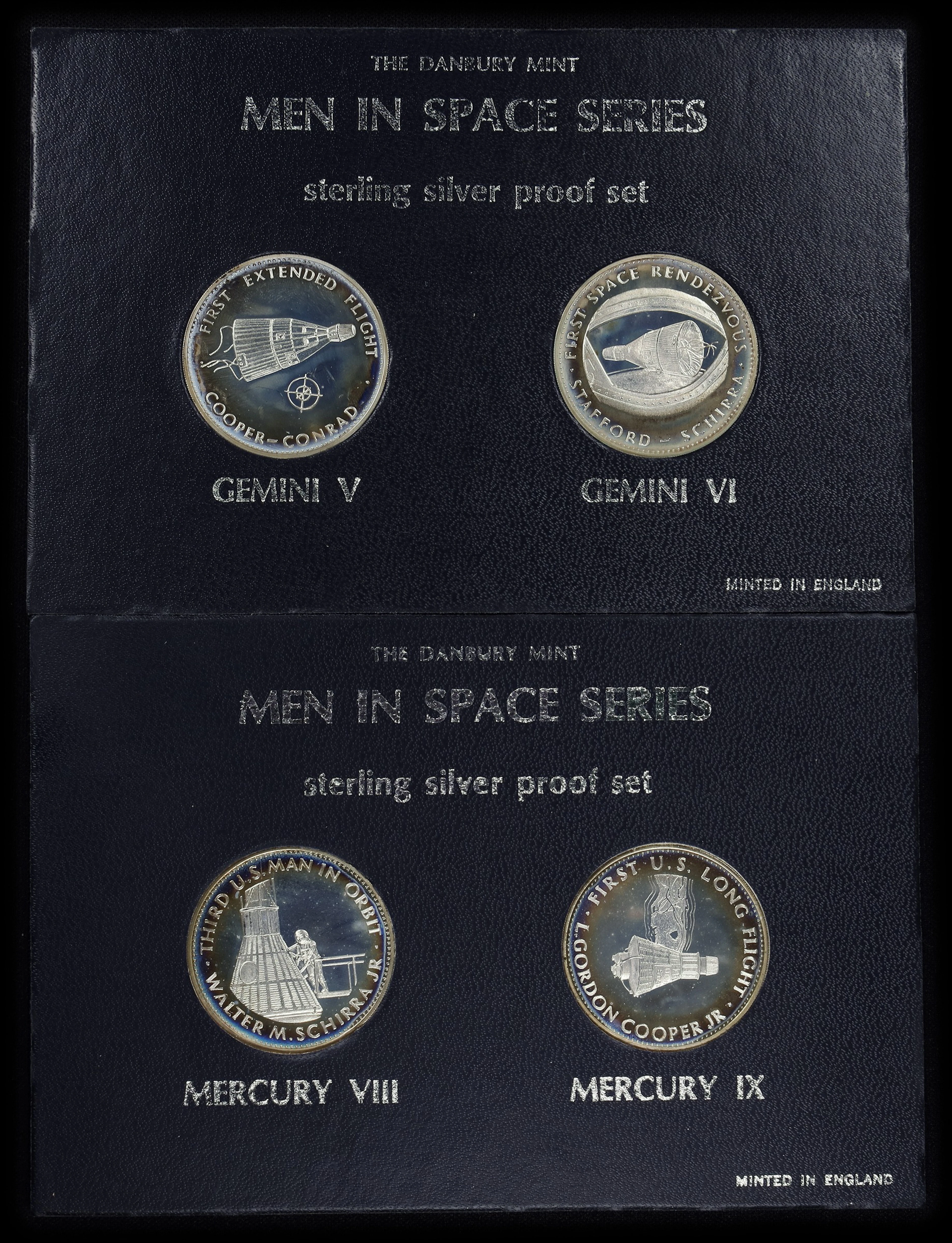 (2.6 oz, 80.87 g ASW). Lot of (2) Danbury Mint Assorted Men in Space