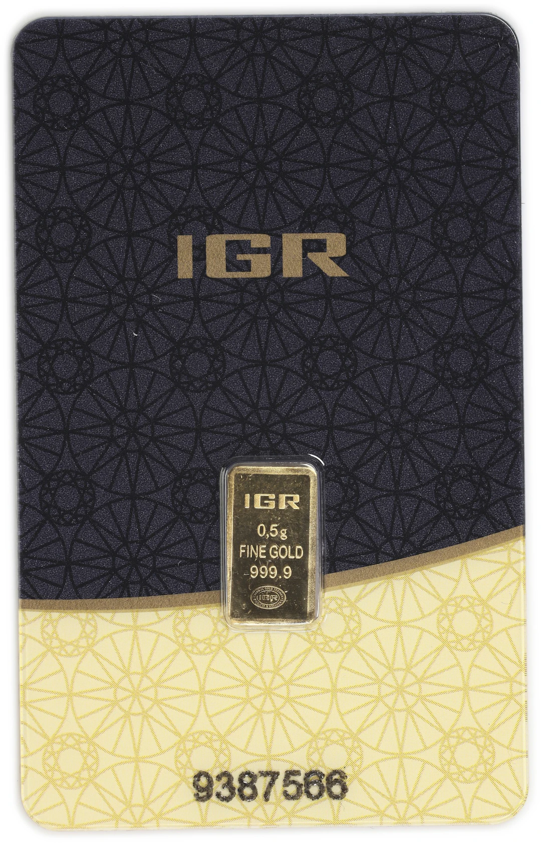 (0.016 oz, 0.5 g AGW). IGR 0.5 gram Gold Bar.