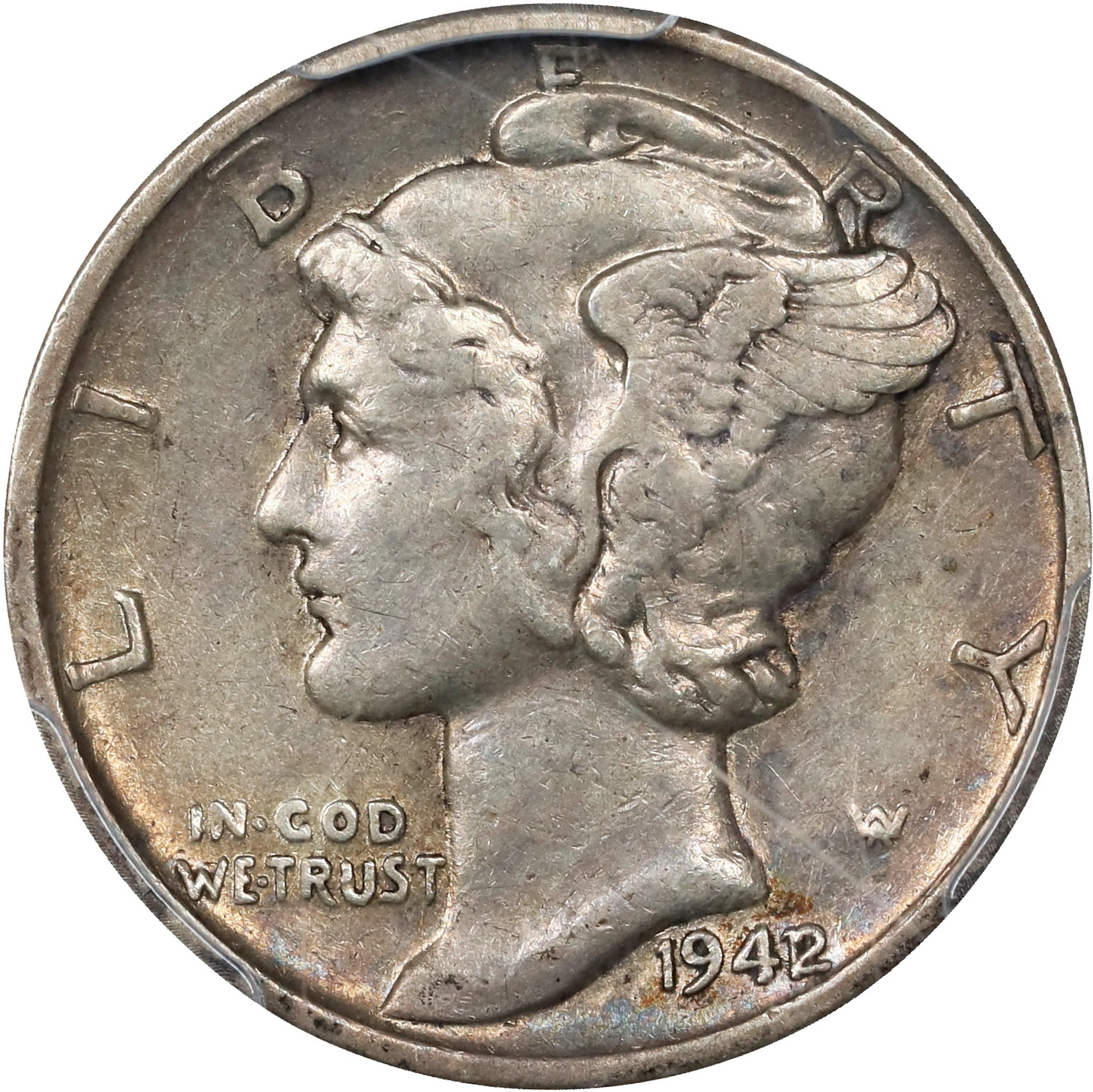 1942/1 Mercury Dime. FS-101. EF-45 (PCGS). CAC.