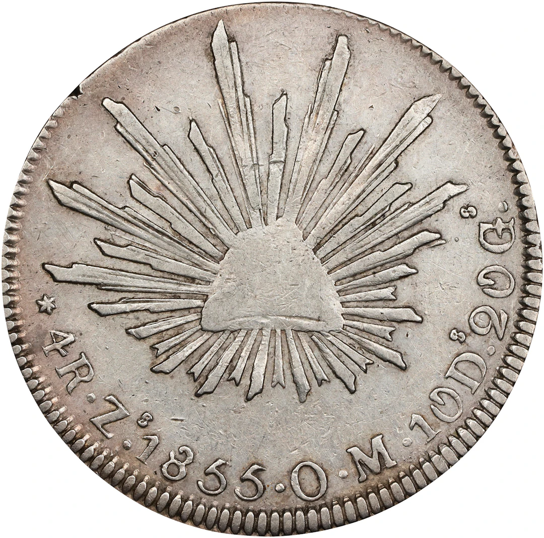 MEXICO. 4 Reales, 1855-Zs OM. Zacatecas Mint. EXTREMELY FINE Details