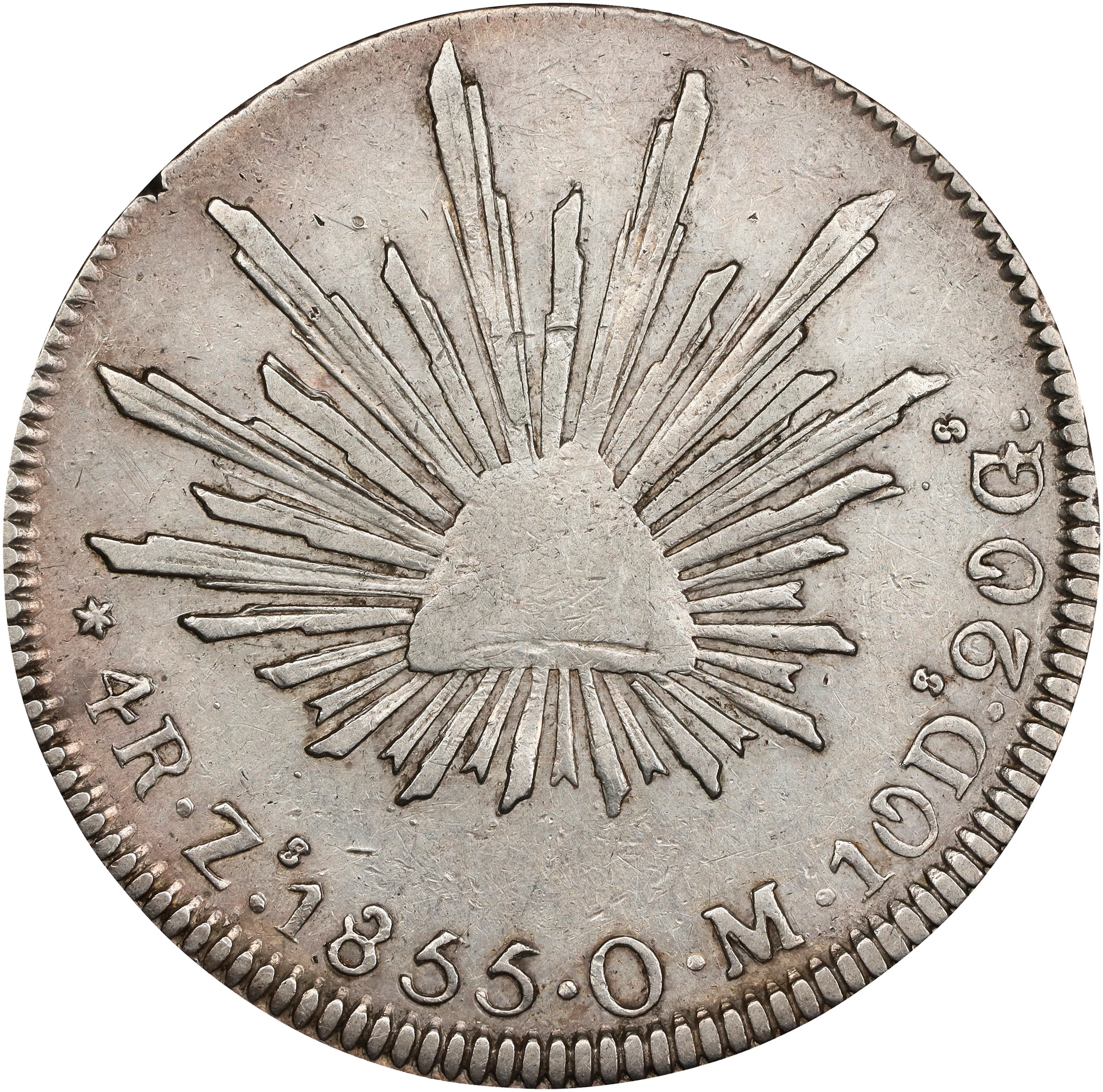 MEXICO. 4 Reales, 1855-Zs OM. Zacatecas Mint. EXTREMELY FINE Details