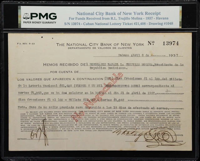 CUBA. National City Bank of New York. No Denomination, 8.4.1937. P-Unlisted.