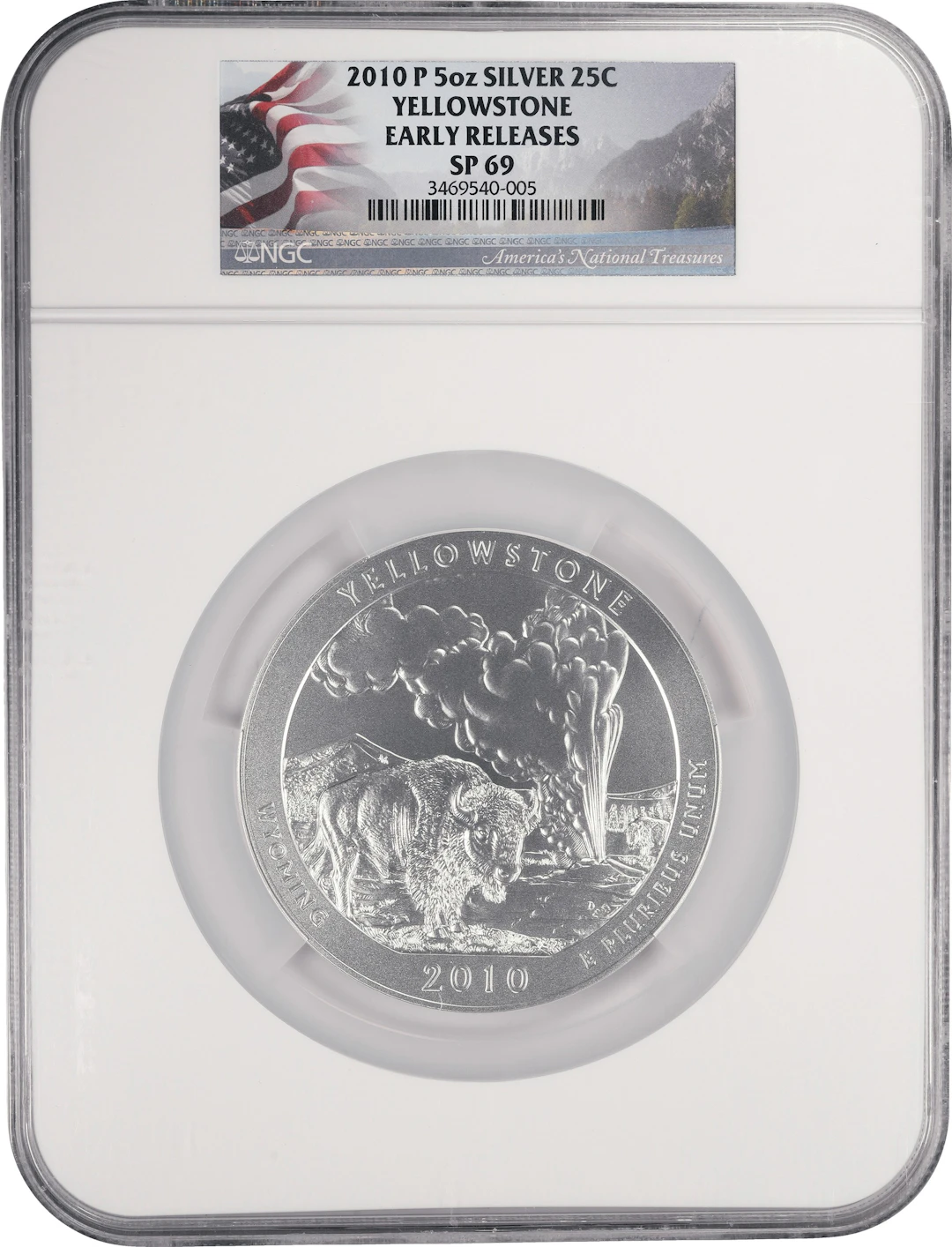 (5 oz, 155.52 g ASW). 2010-P Yellowstone America the Beautiful 5 oz