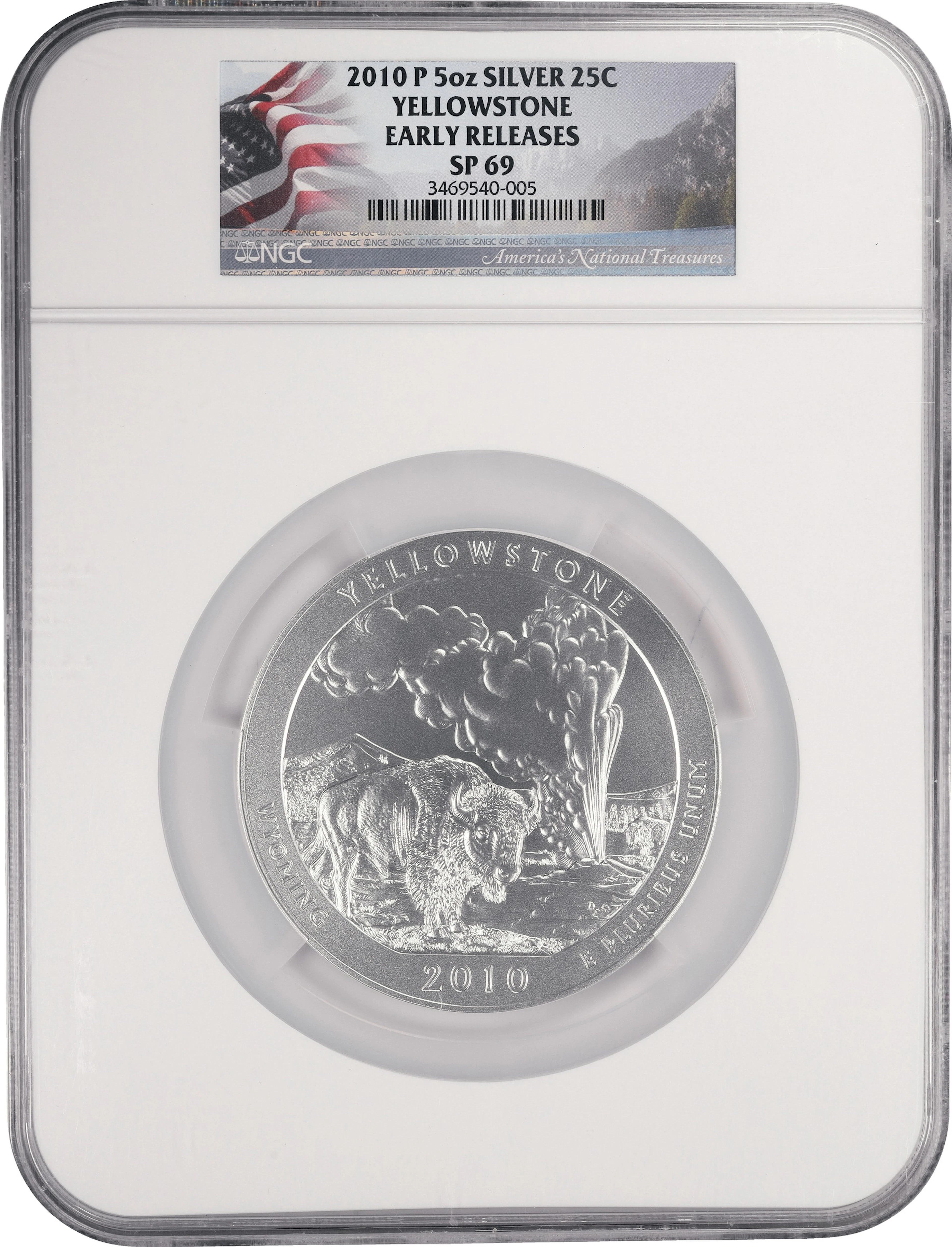 (5 oz, 155.52 g ASW). 2010-P Yellowstone America the Beautiful 5 oz