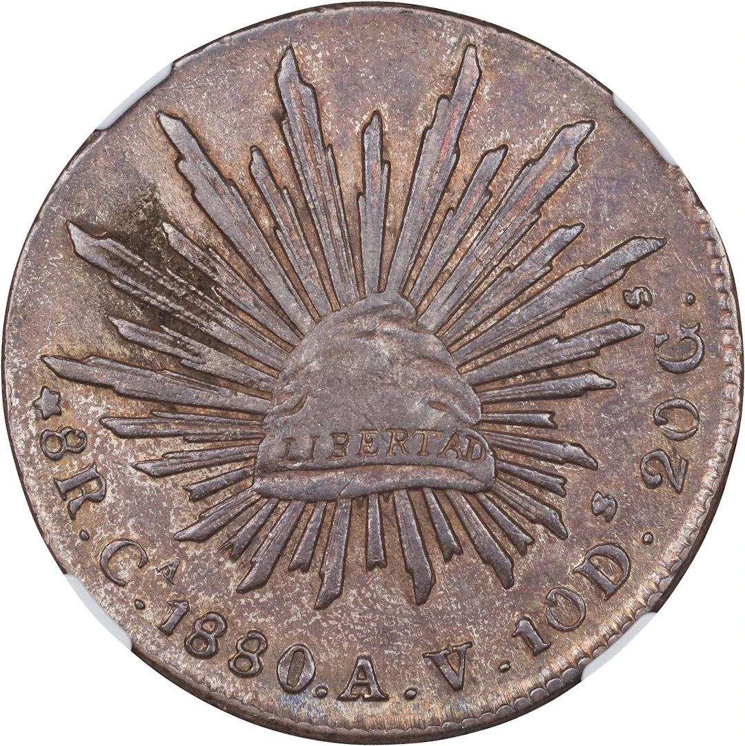 MEXICO. 8 Reales, 1880-Ca AV. Chihuahua Mint. NGC AU-55.