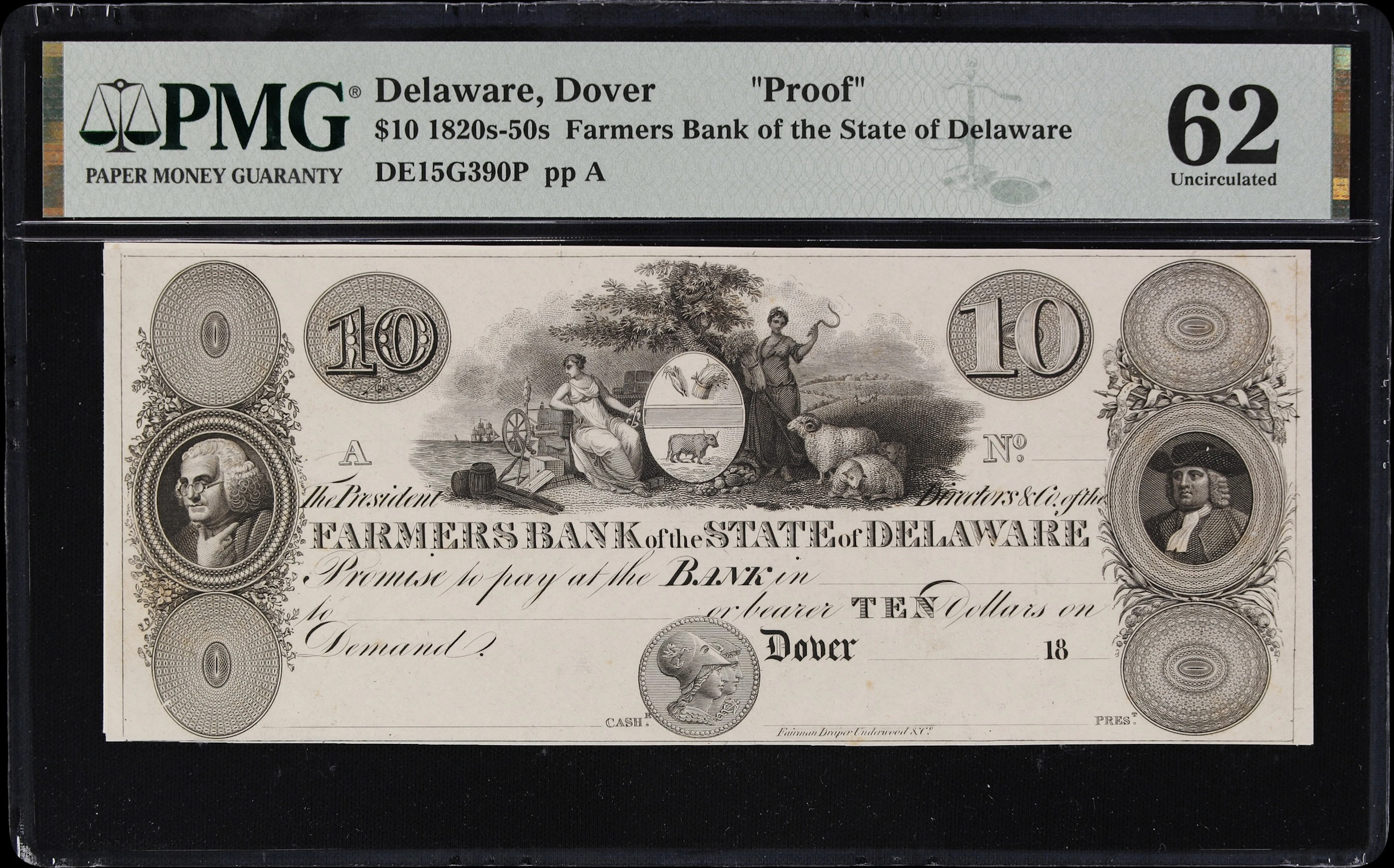 Dover, Delaware. Farmers Bank of the State of Delaware. 18xx $10.