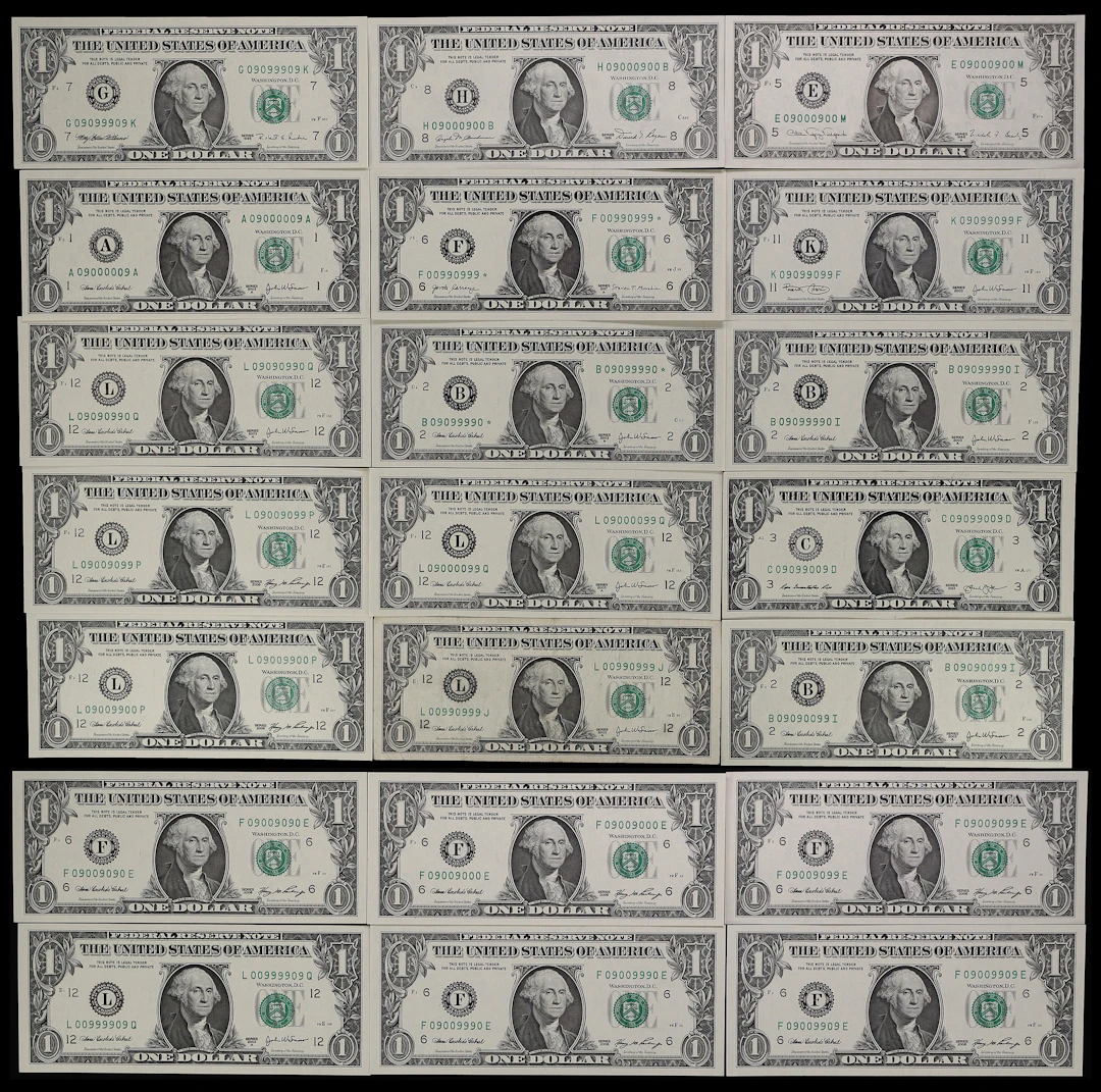 Lot of (21). 1981-2017A $1 Federal Reserve Notes. Very Fine to Gem