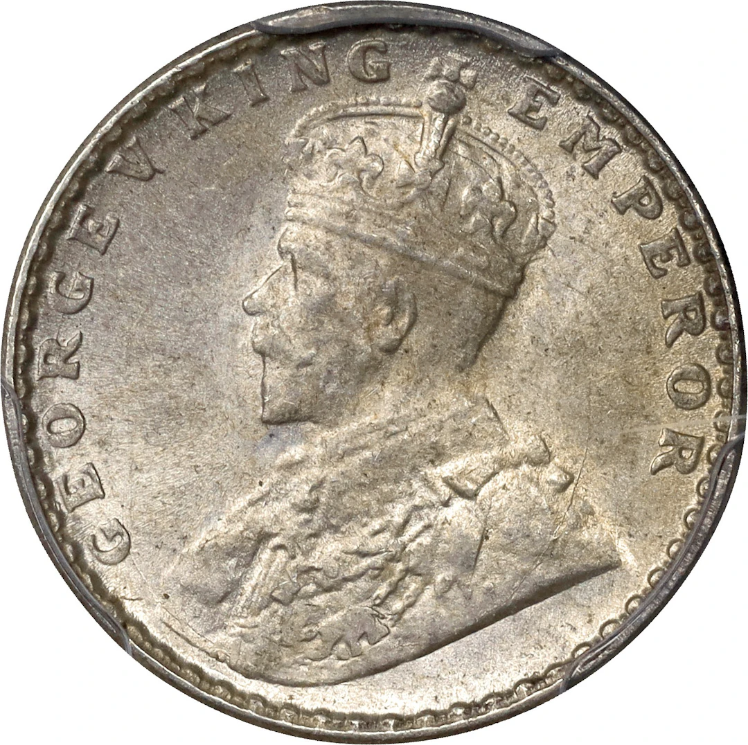 INDIA. 2 Annas, 1917-(C). Calcutta Mint. George V. NGC MS-64.