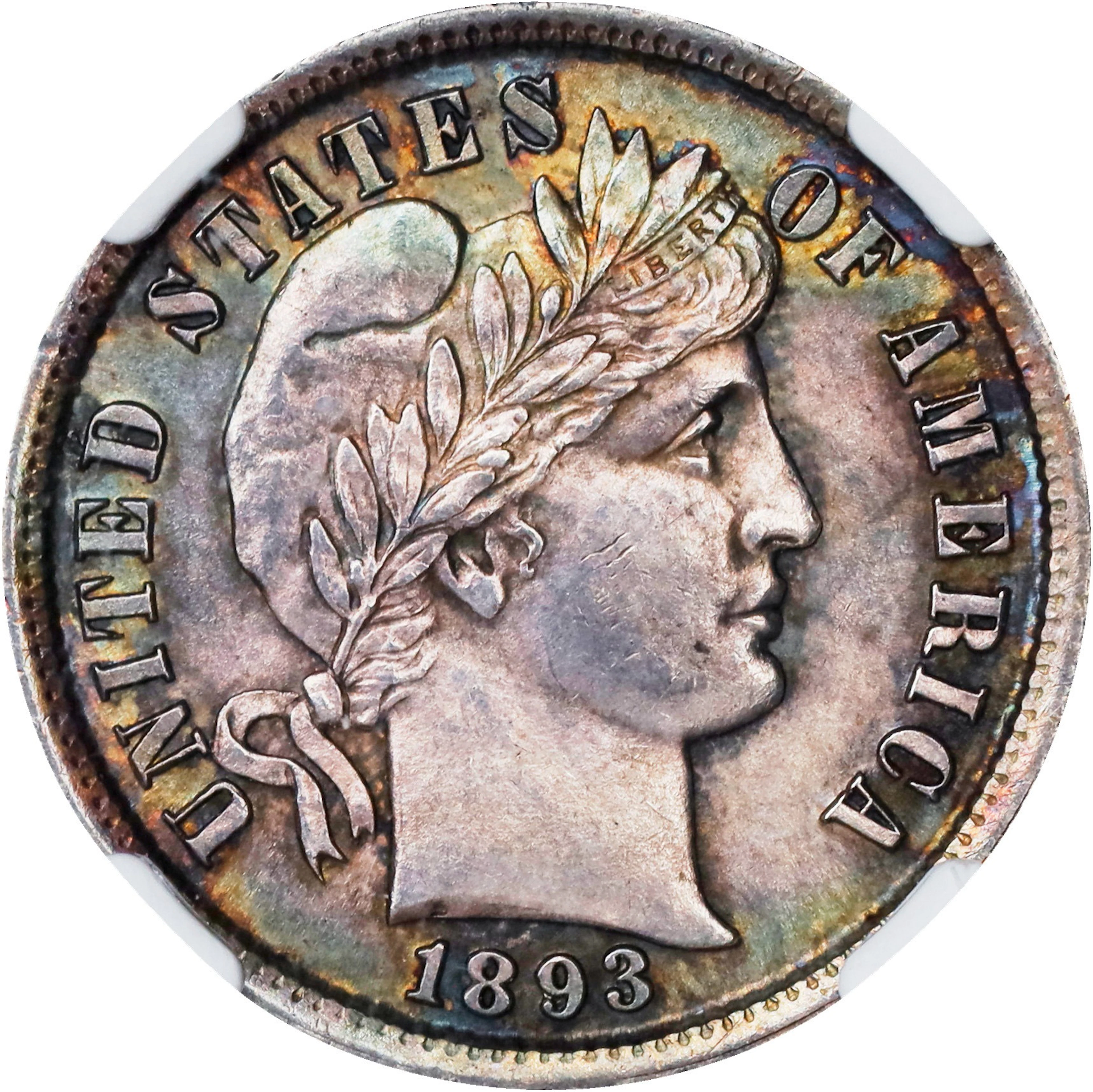 1893/'2' Barber Dime. Unc Details--Cleaned (NGC).