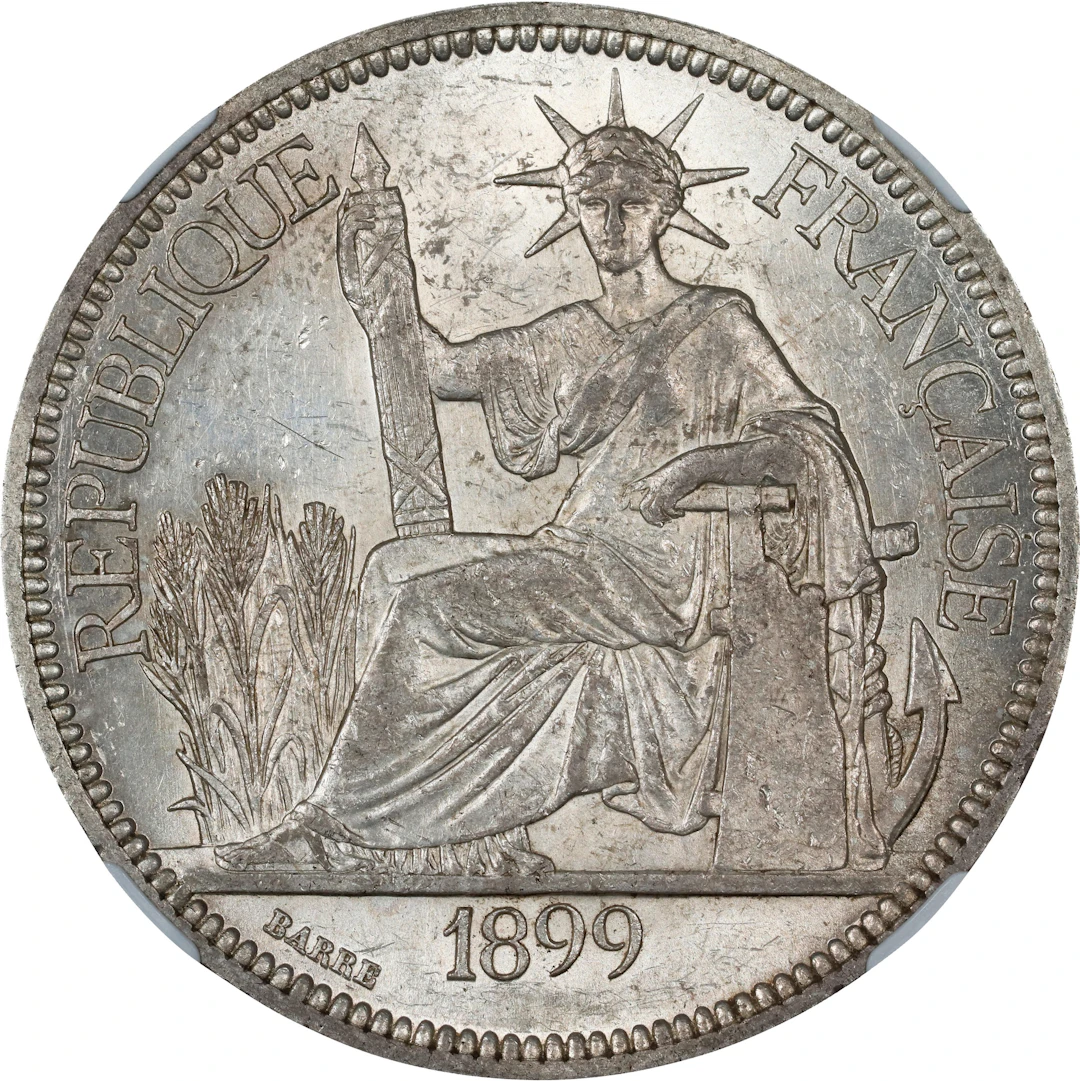 FRENCH INDO-CHINA. Piastre, 1899-A. Paris Mint. NGC MS-62.