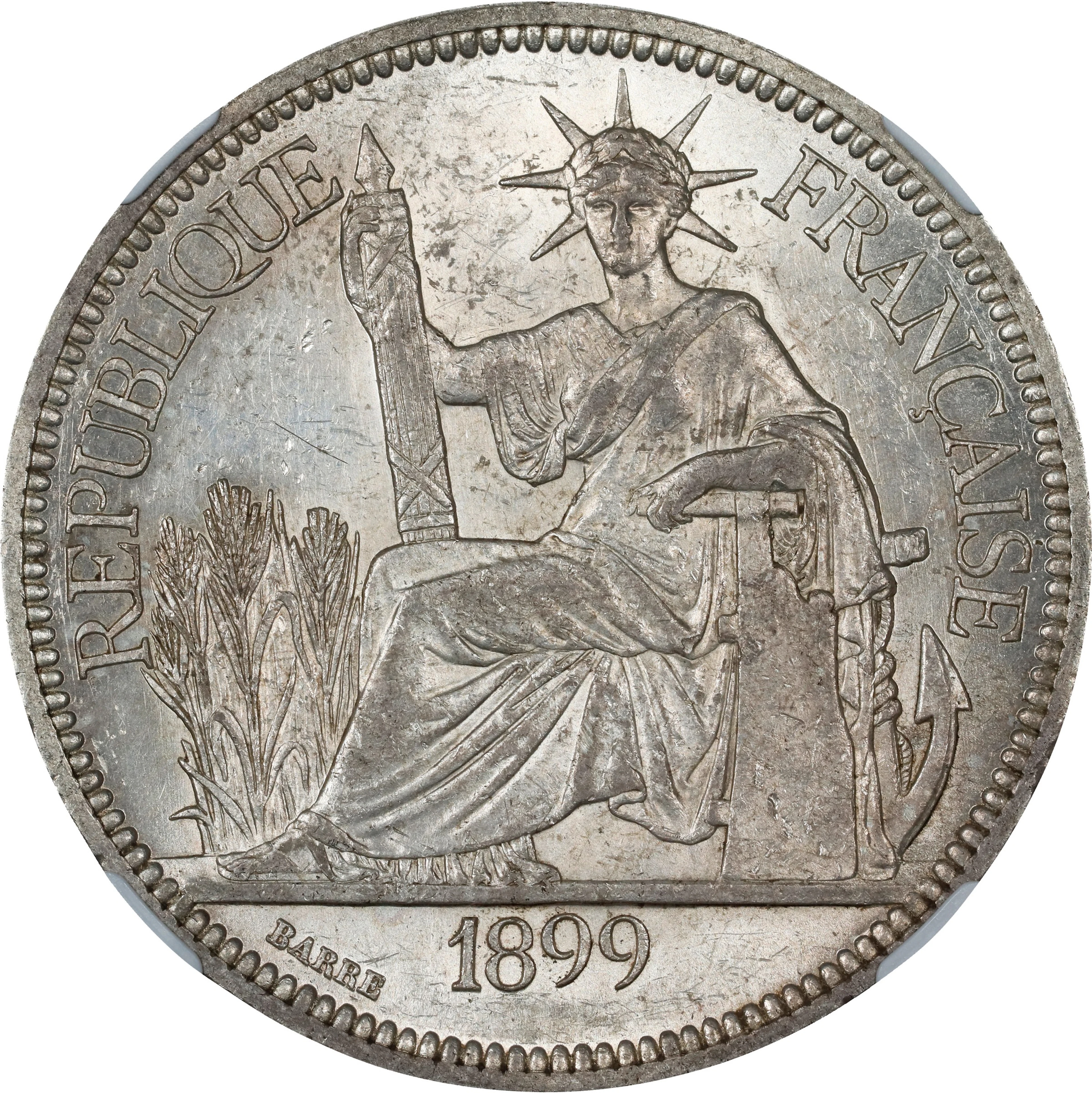 FRENCH INDO-CHINA. Piastre, 1899-A. Paris Mint. NGC MS-62.