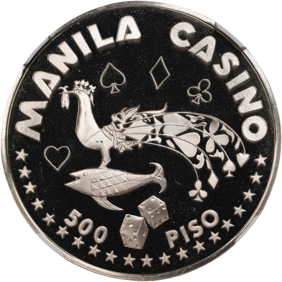 PHILIPPINES. Manila Casino Silver 500 Piso, ND (1978)-FM. Pennsylvania