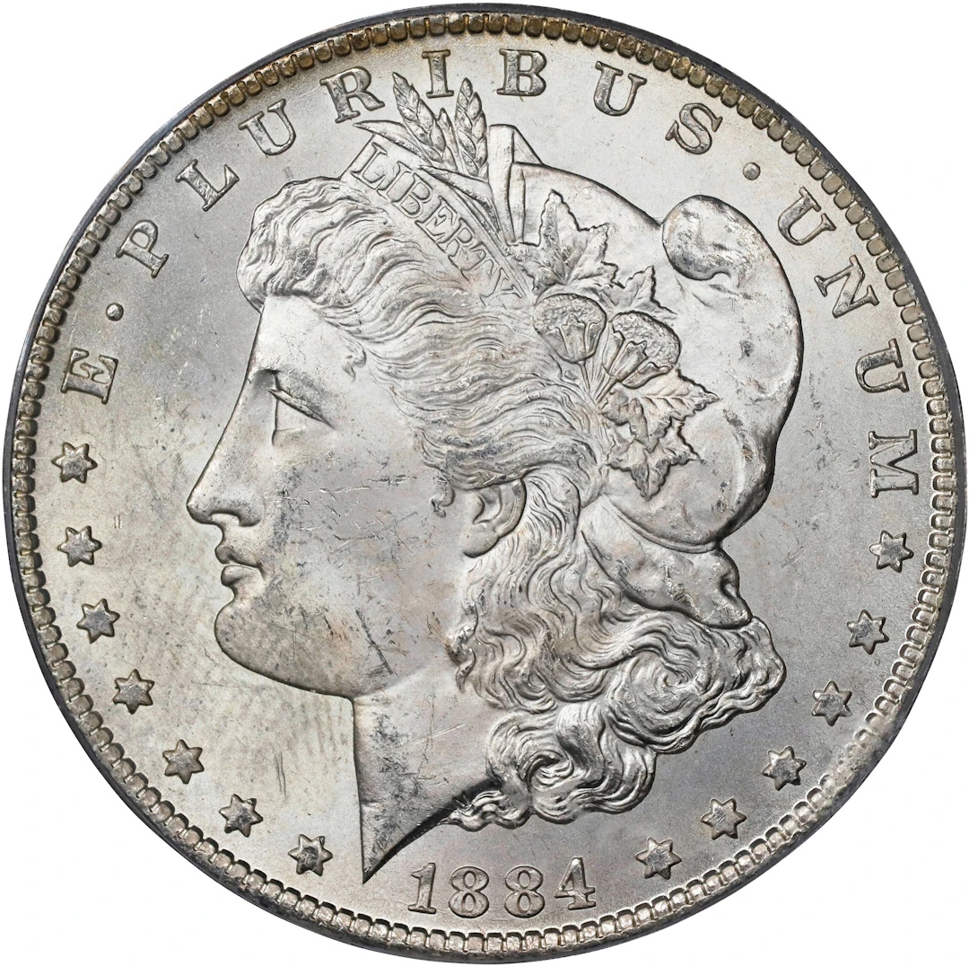 1884-CC Morgan Silver Dollar. MS-63 (PCGS). OGH Generation 2.0 Doily.