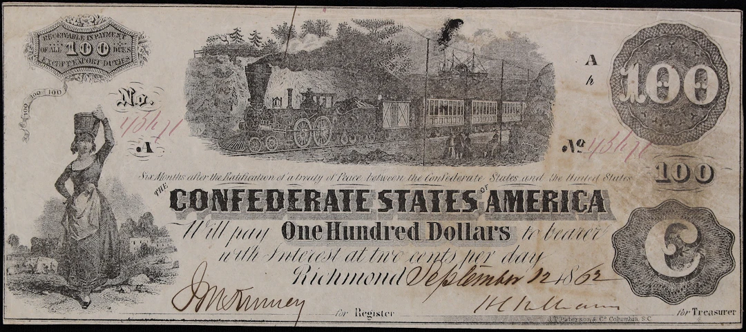 T-39. Confederate Currency. 1862 $100. Very Fine to Extremely Fine.