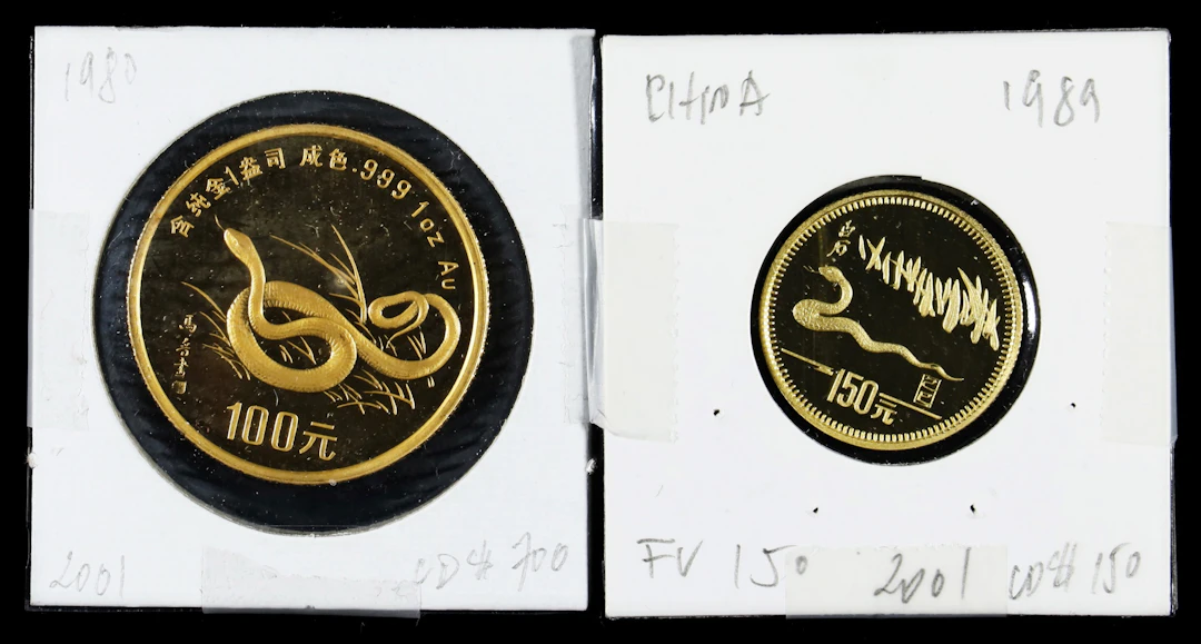 (t) CHINA. Duo of Gold Issues (2 Pieces), 1989. Lunar Series, Year