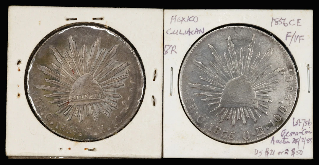MEXICO. Duo of 8 Reales (2 Pieces), 1856 & 1859. Culiacan Mint. Average