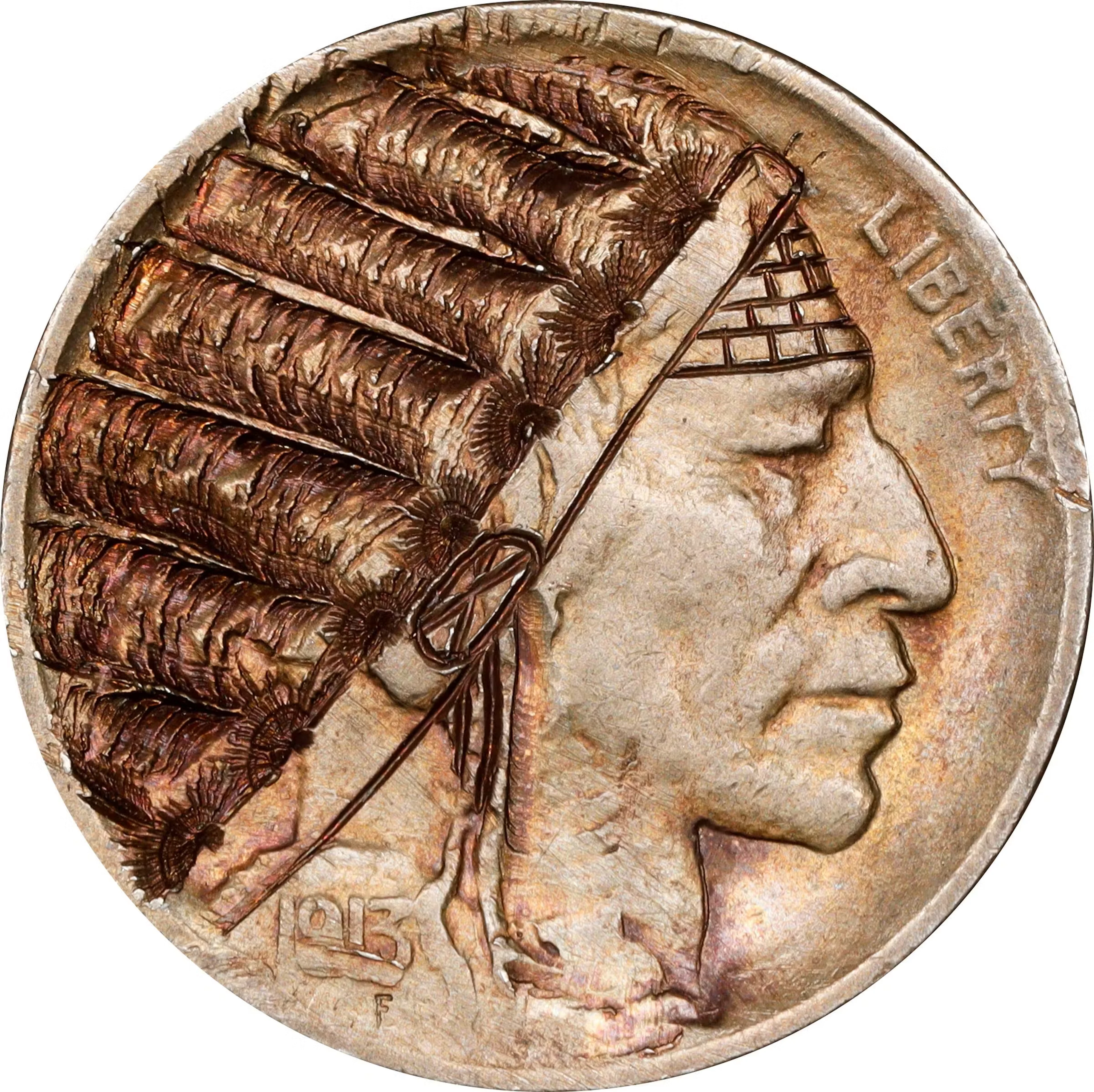 Native American Chief Hobo Nickel. By Bo. Quality of Work: Average.