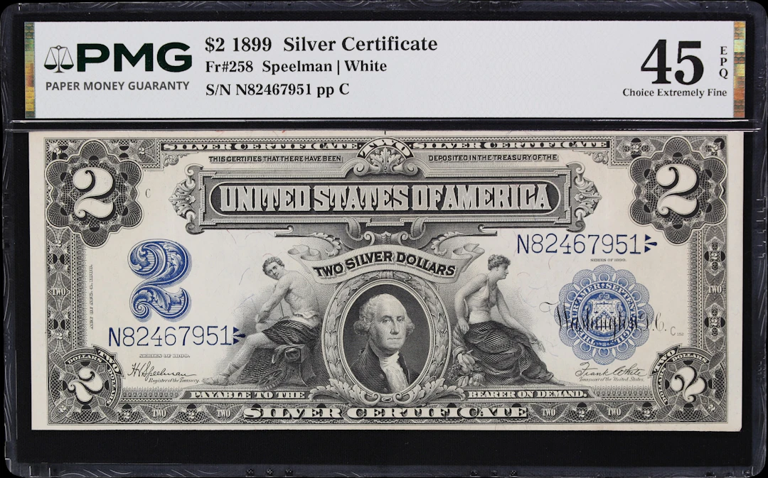 Fr. 258. 1899 $2 Silver Certificate. PMG Choice Extremely Fine 45 EPQ.
