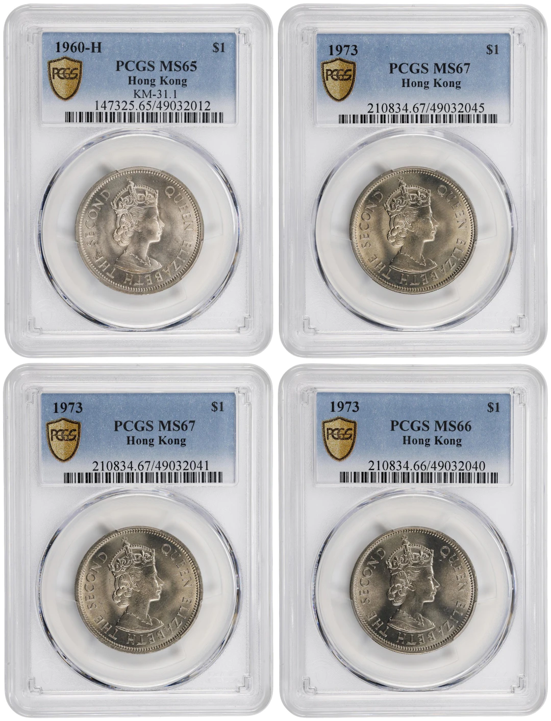 HONG KONG (SAR). Quartet of Dollars (4 Pieces), 1960-73. Elizabeth