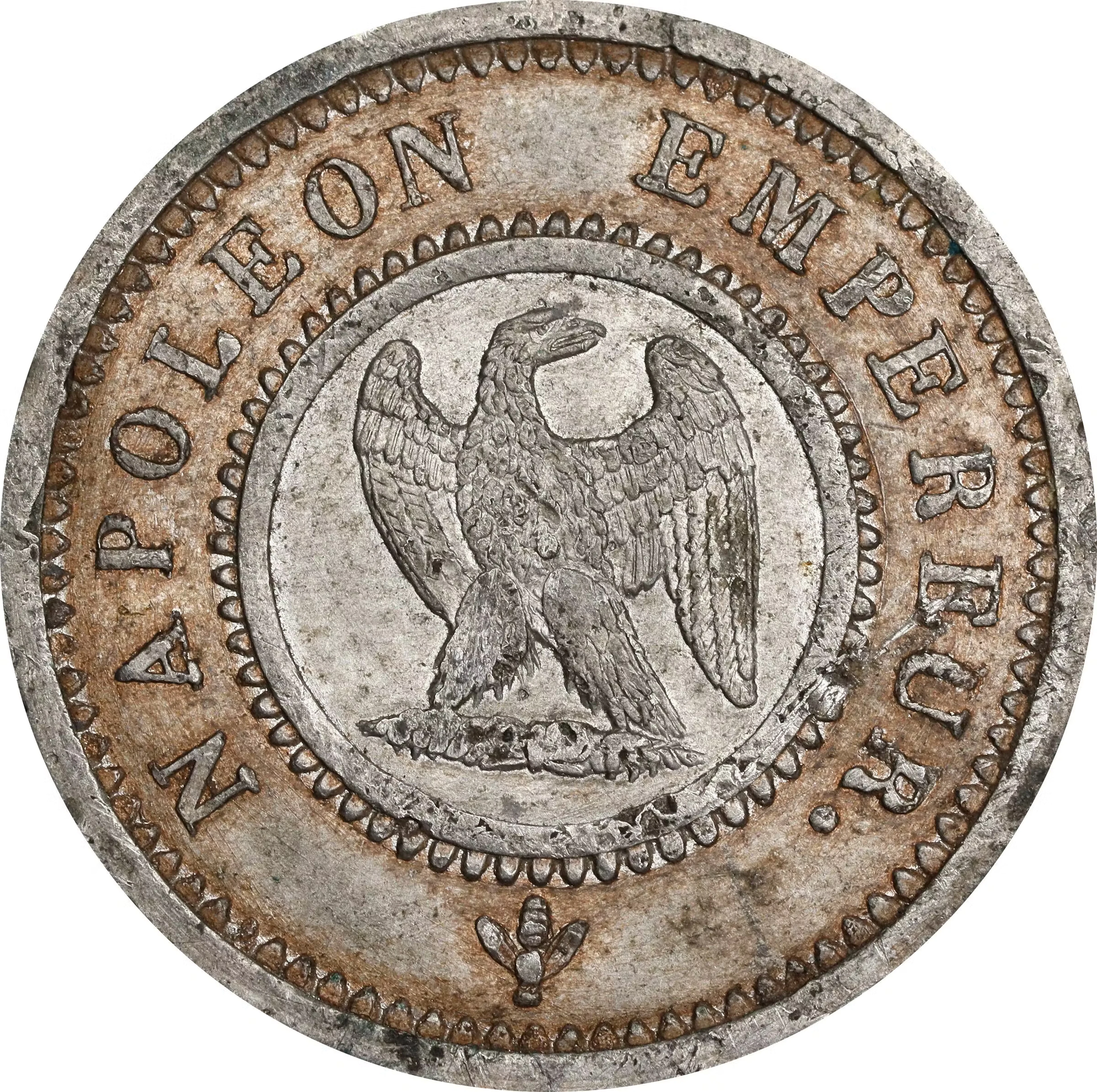 FRANCE. Empire. White Metal Obverse Cliché or Trial for 10 Centimes