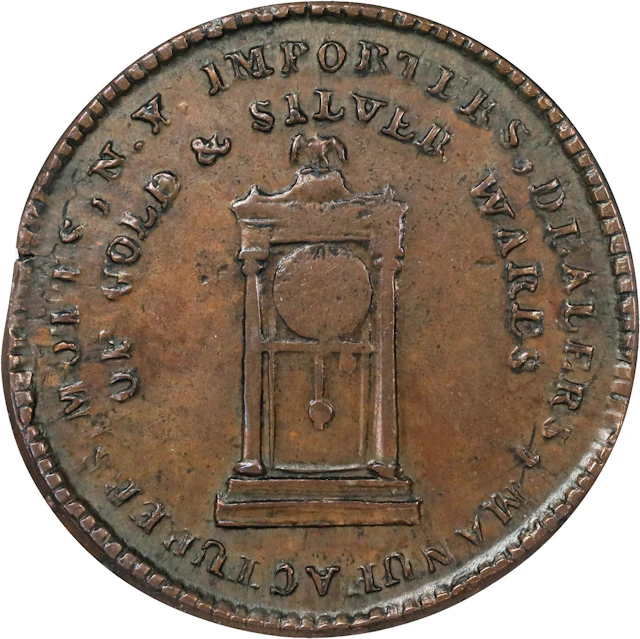 "1789" Mott Token. Rulau-E NY 612, Breen-1024. Thick Planchet. Engrailed