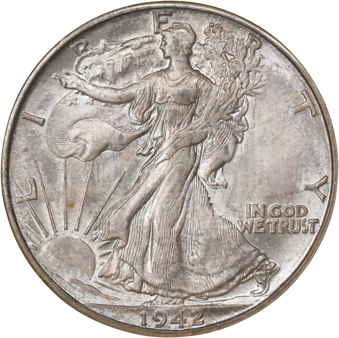 1942-D Walking Liberty Half Dollar. MS-66 (NGC).