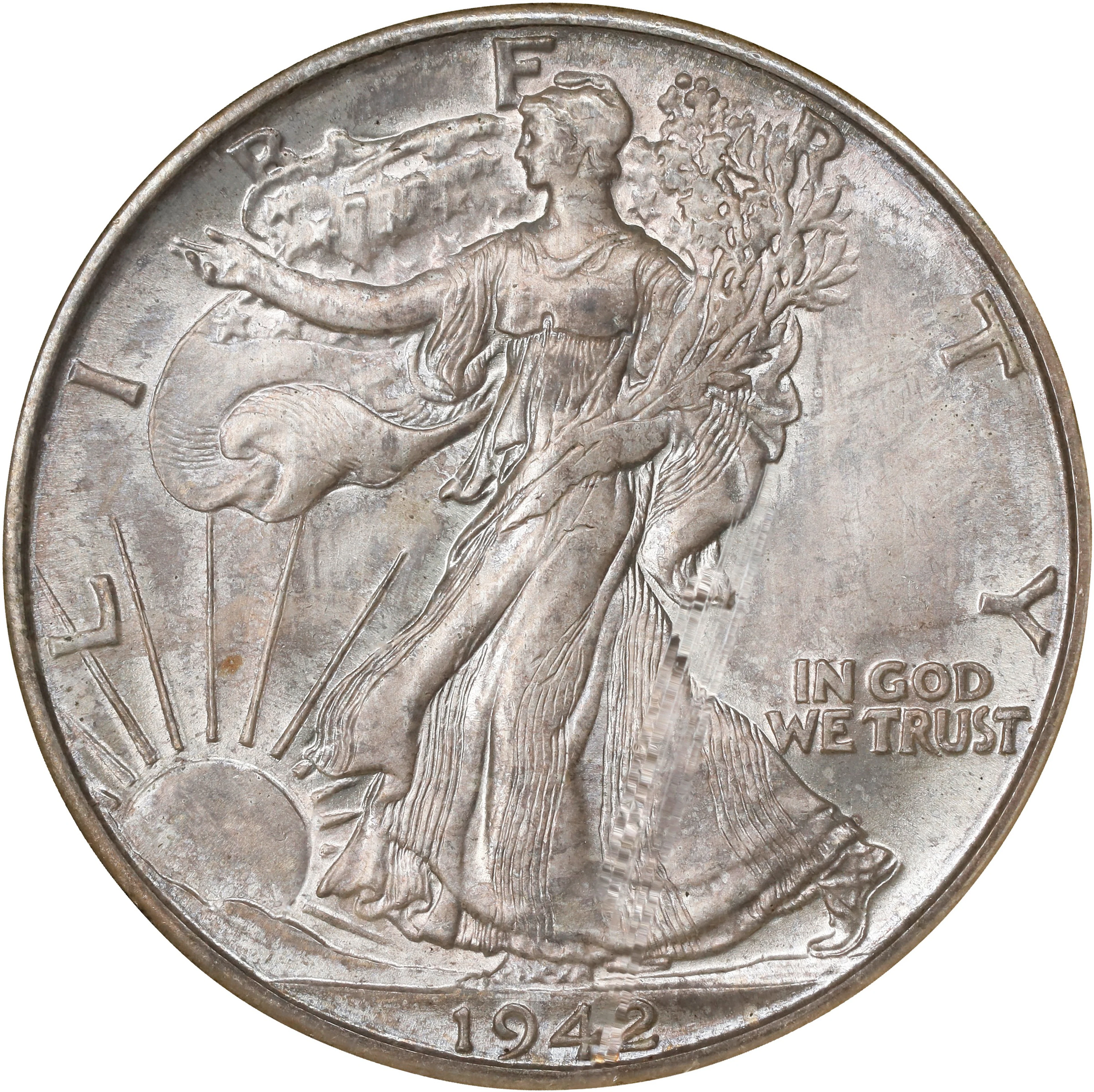 1942-D Walking Liberty Half Dollar. MS-66 (NGC).