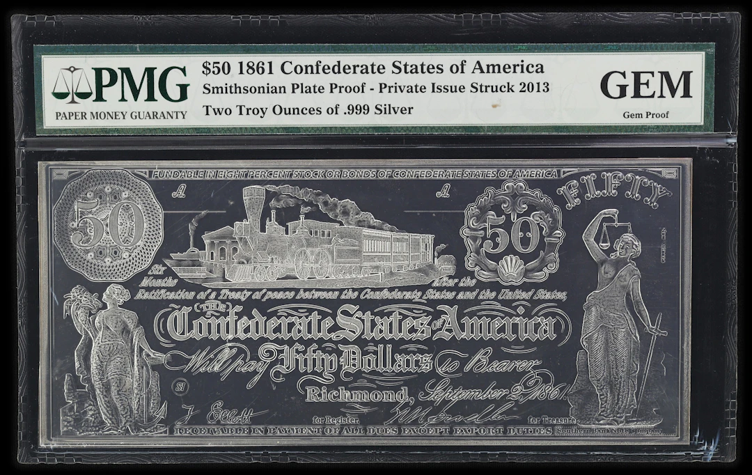 (2 oz, 62.208 g ASW). 1861 Confederate States of America Silver $50.