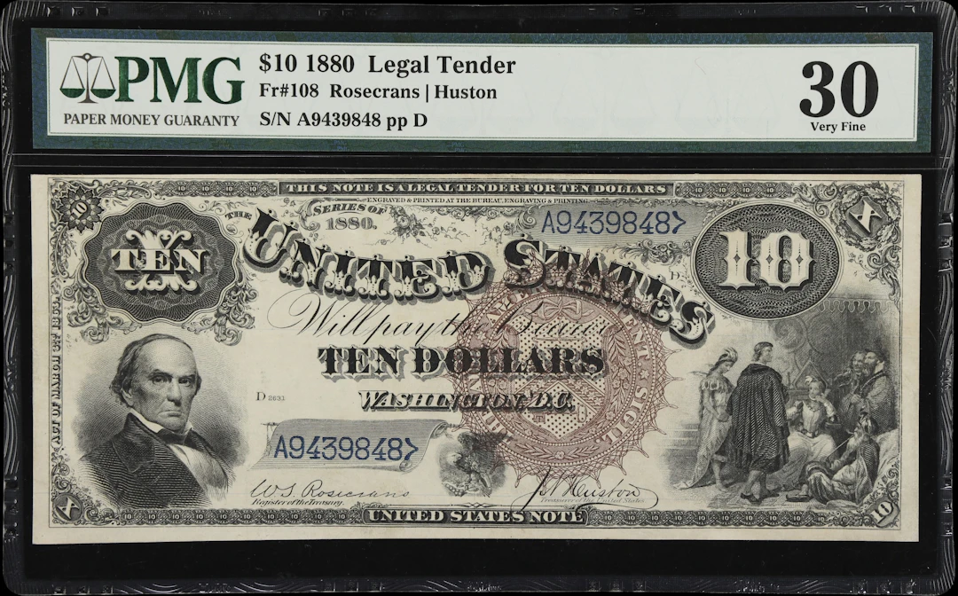 Fr. 108. 1880 $10 Legal Tender Note. PMG Very Fine 30.