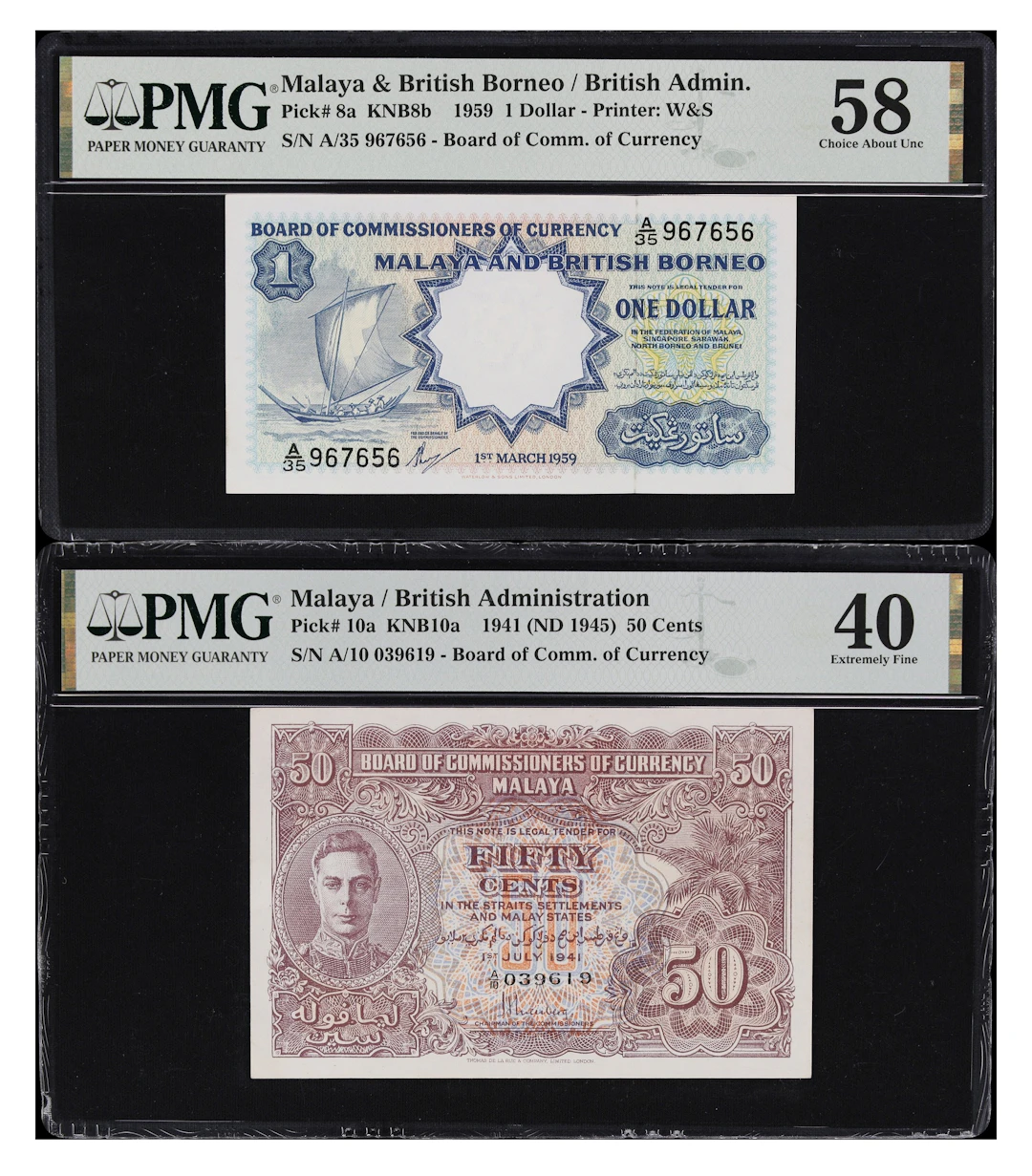 MALAYA & MALAYA AND BRITISH BORNEO. Lot of (2). Board of Commissioners