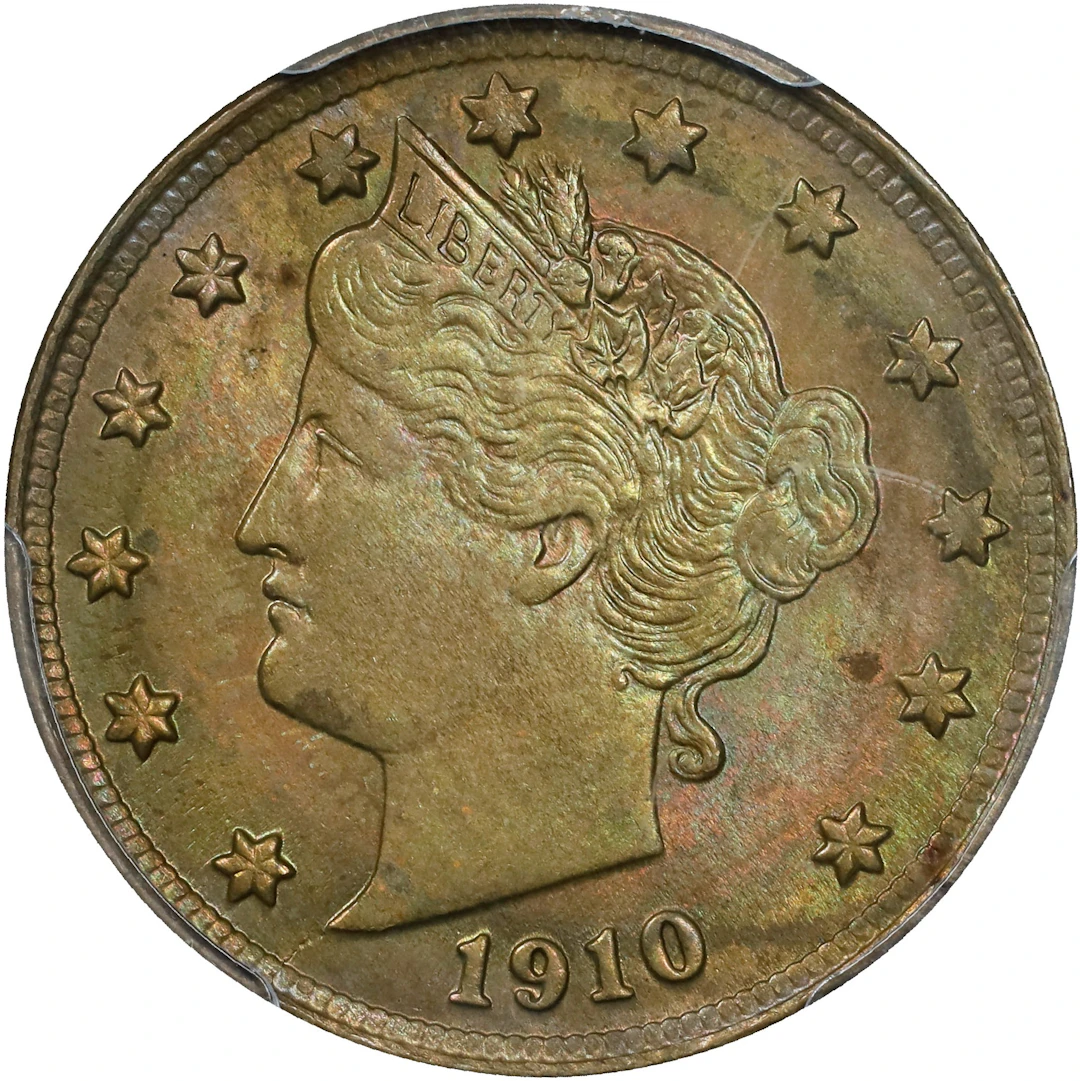 1910 Liberty Head Nickel. MS-64 (PCGS).