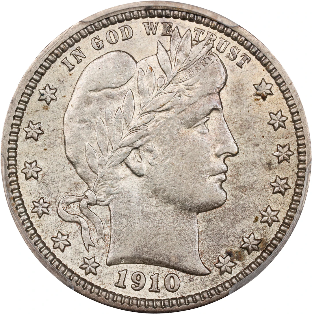 1910 Barber Quarter. AU-50 (PCGS).