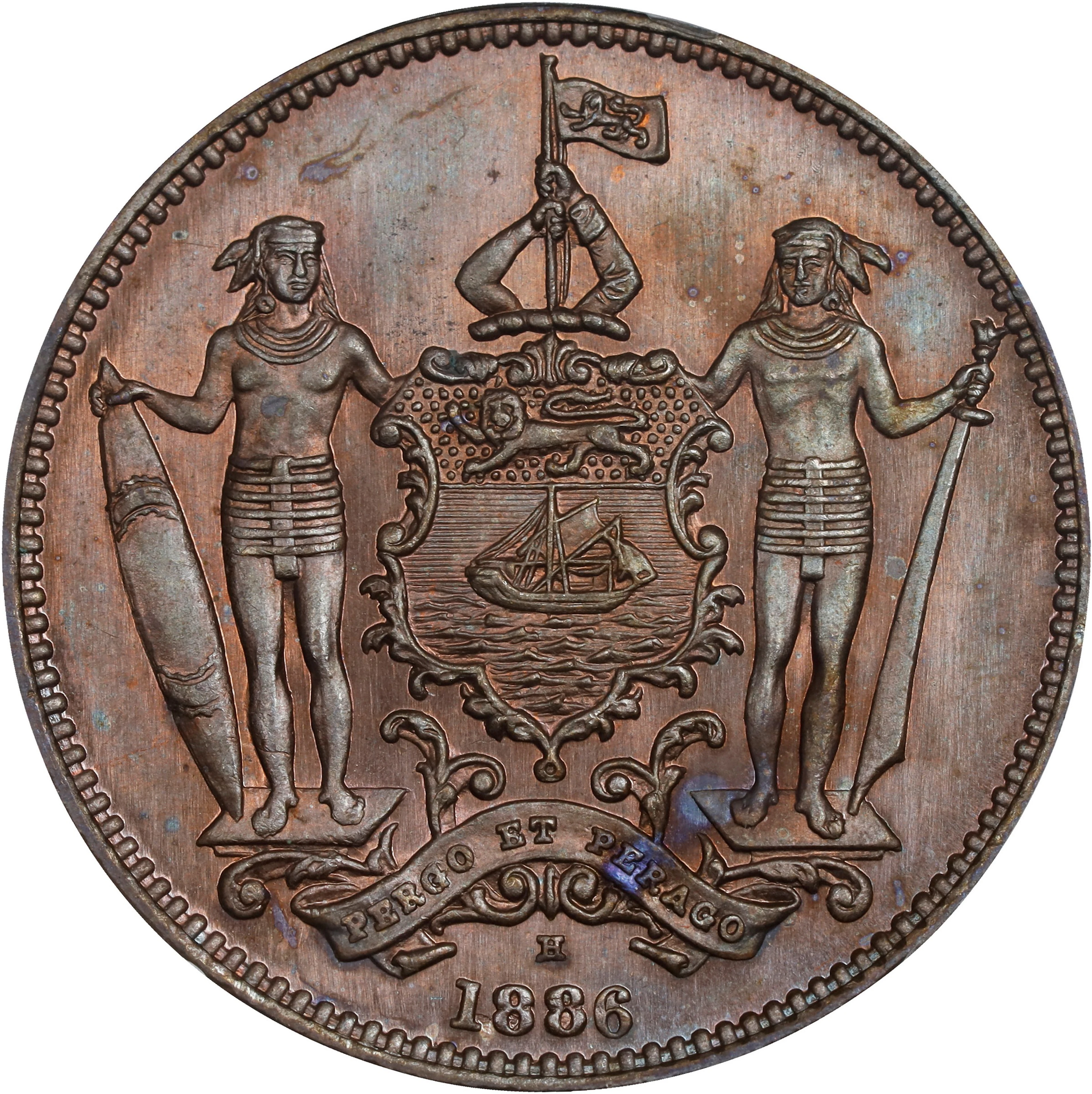 BRITISH NORTH BORNEO. Cent, 1886-H. Birmingham (Heaton) Mint. Victoria.