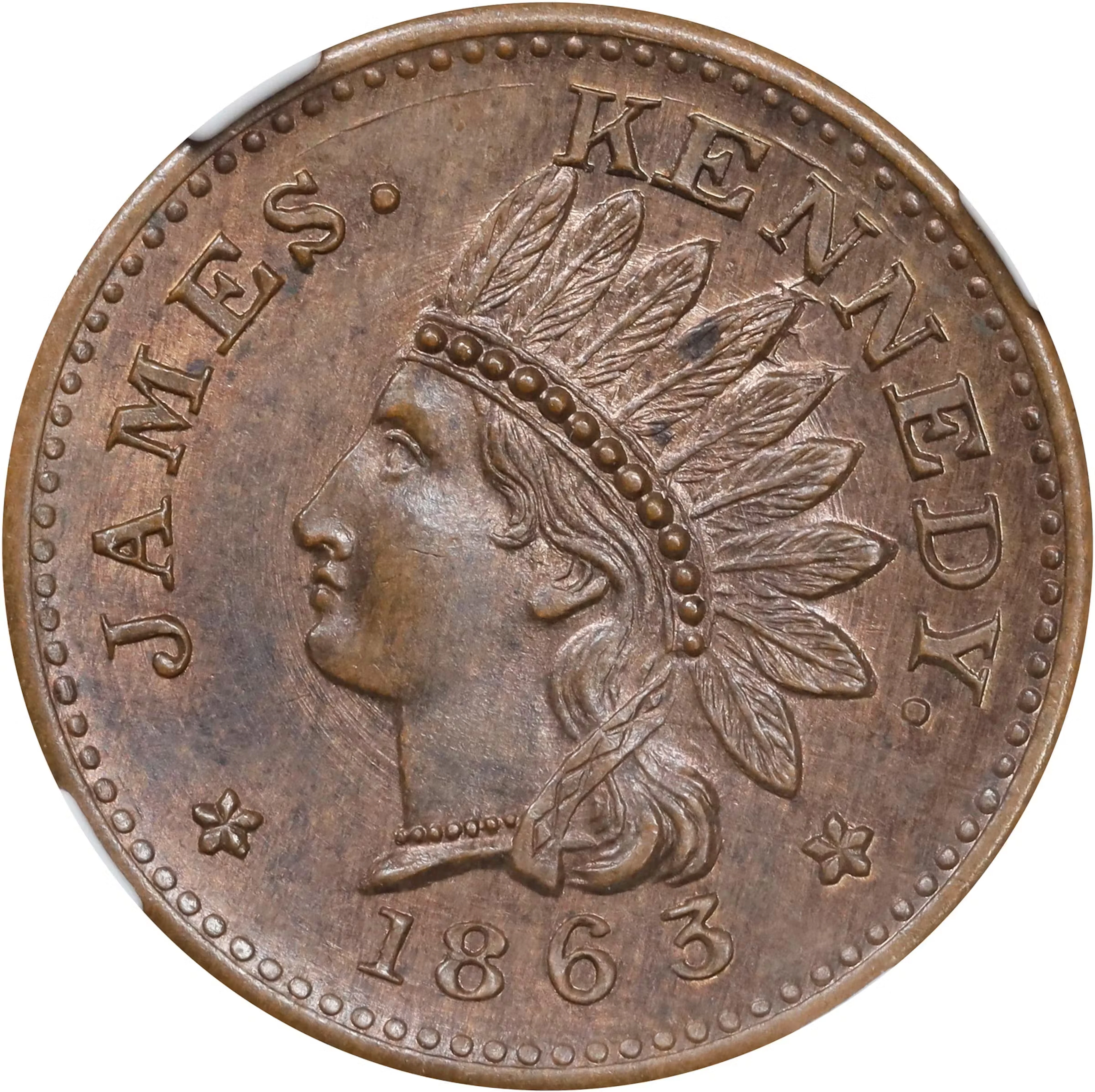 MICHIGAN. Ionia. 1863 James Kennedy. Fuld-495A-1a. Rarity-2. Copper.