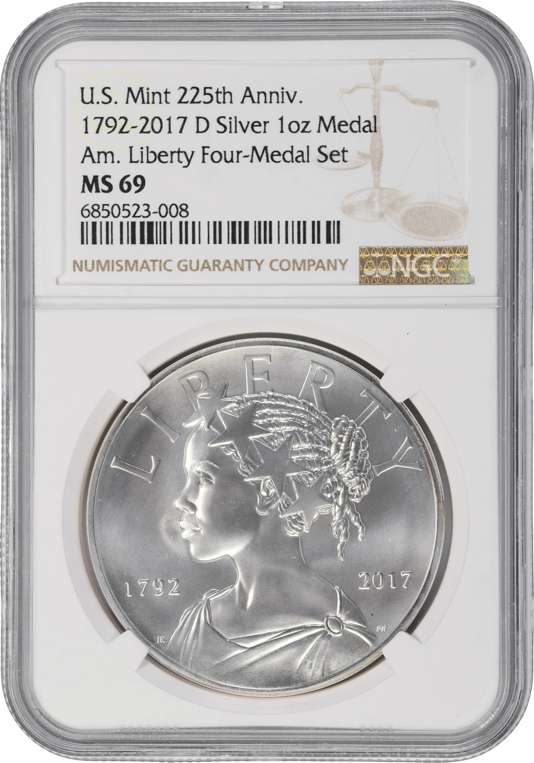 (1 oz, 31.104 g ASW). 2017-D American Liberty 225th Anniversary Silver