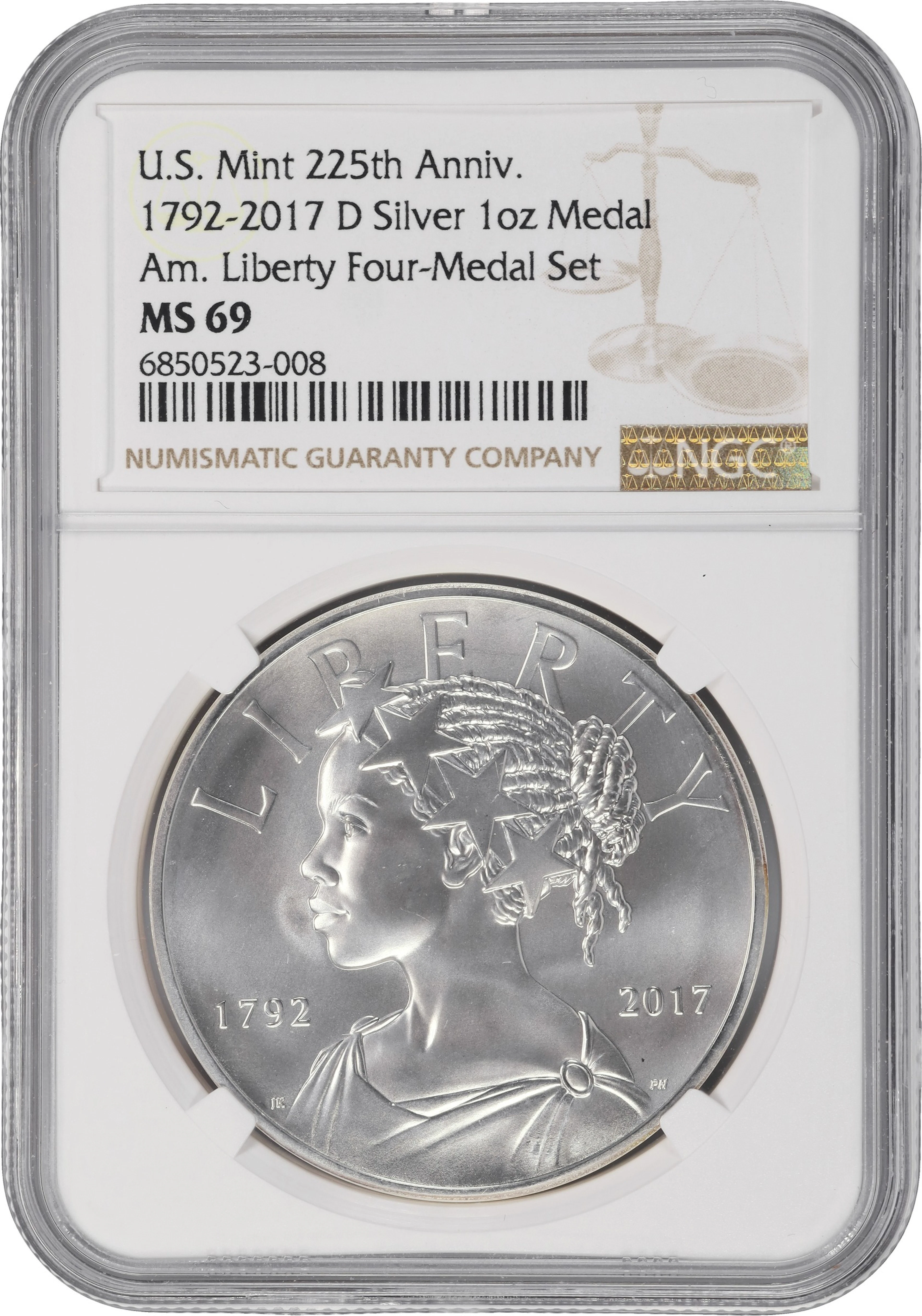 (1 oz, 31.104 g ASW). 2017-D American Liberty 225th Anniversary Silver