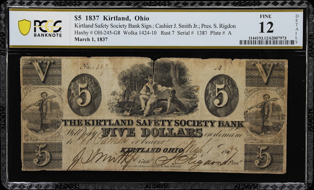 Kirtland, Ohio. Kirtland Safety Society Bank. 1837 $5. PCGS Banknote