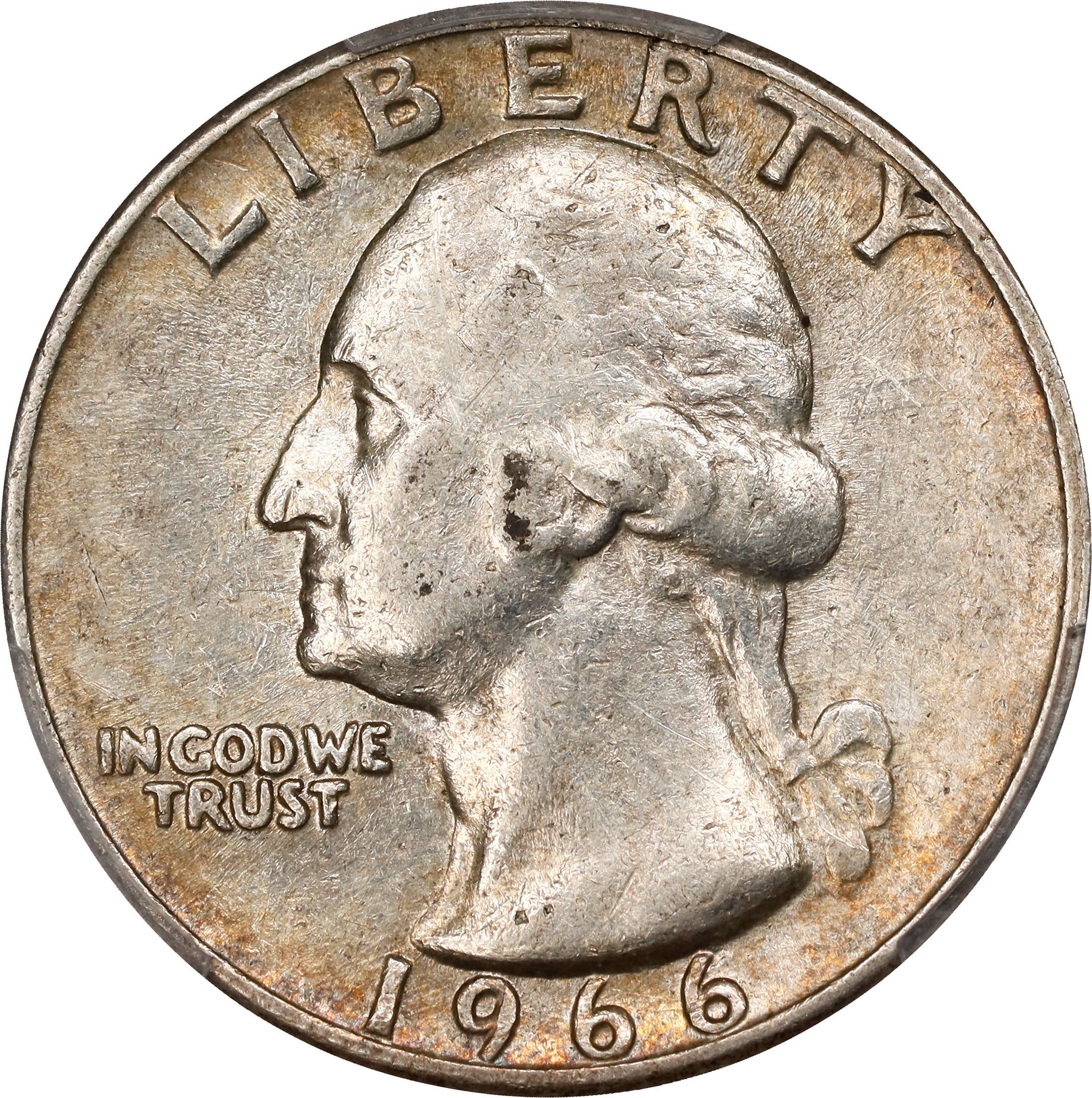 1966 Washington Quarter. Struck on a 90% Silver Planchet. AU-53 (PCGS).