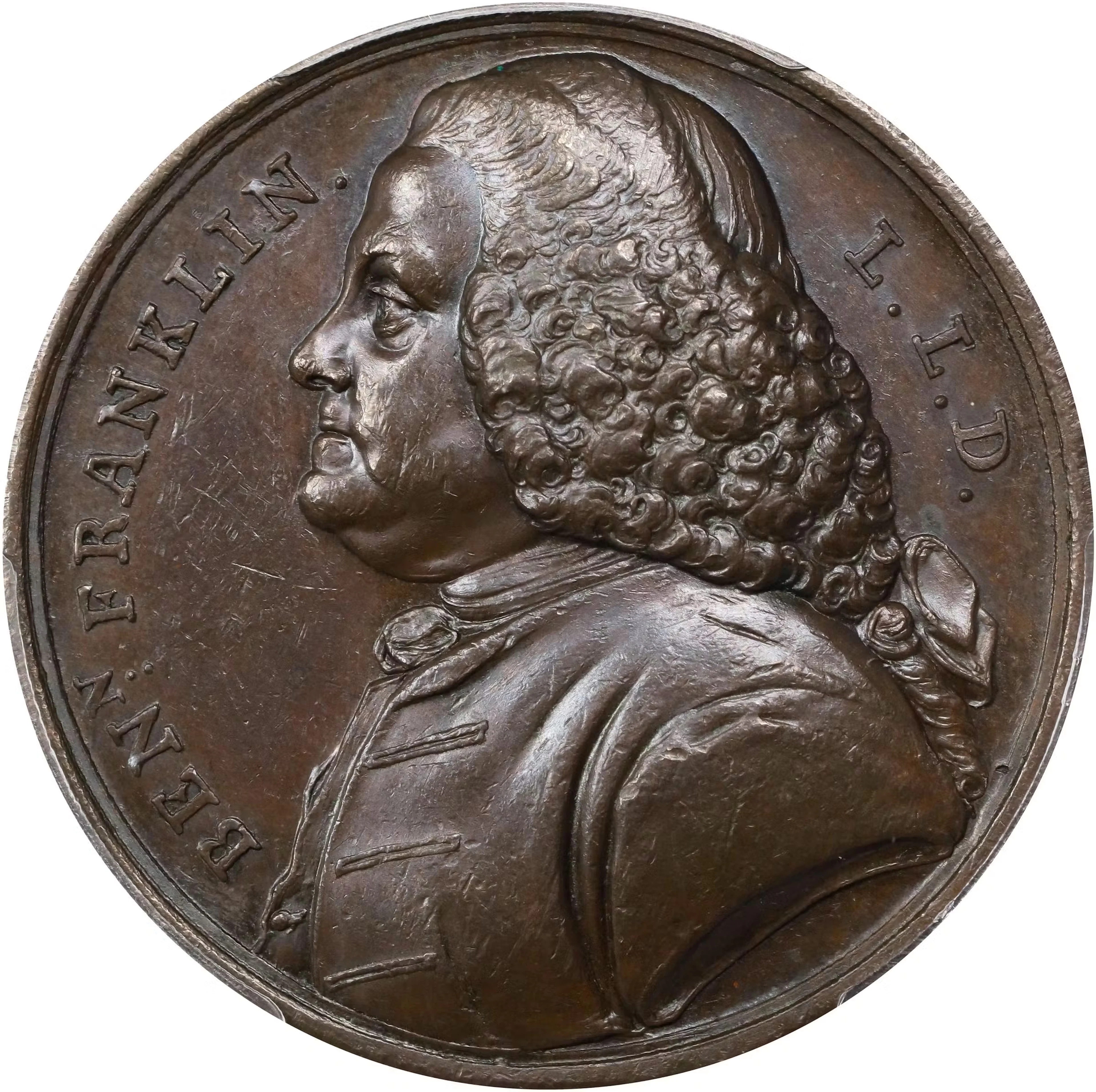 Undated (ca. 1766) Benjamin Franklin, L.L.D. Medal. Betts-545, Greenslet